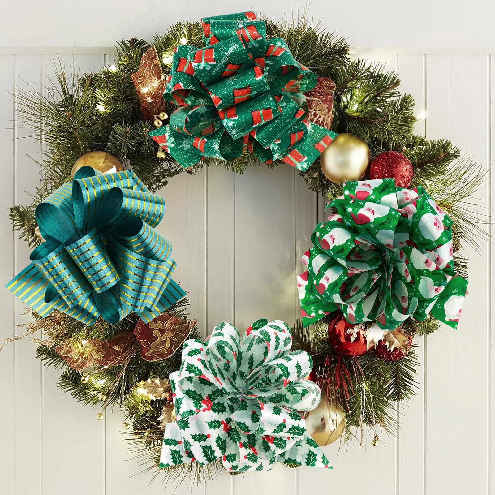 KINGLAKE 24PCS Christmas Pull Bows - 5” Gift Wrapping Bows for Trees & Presents | Holiday Decor