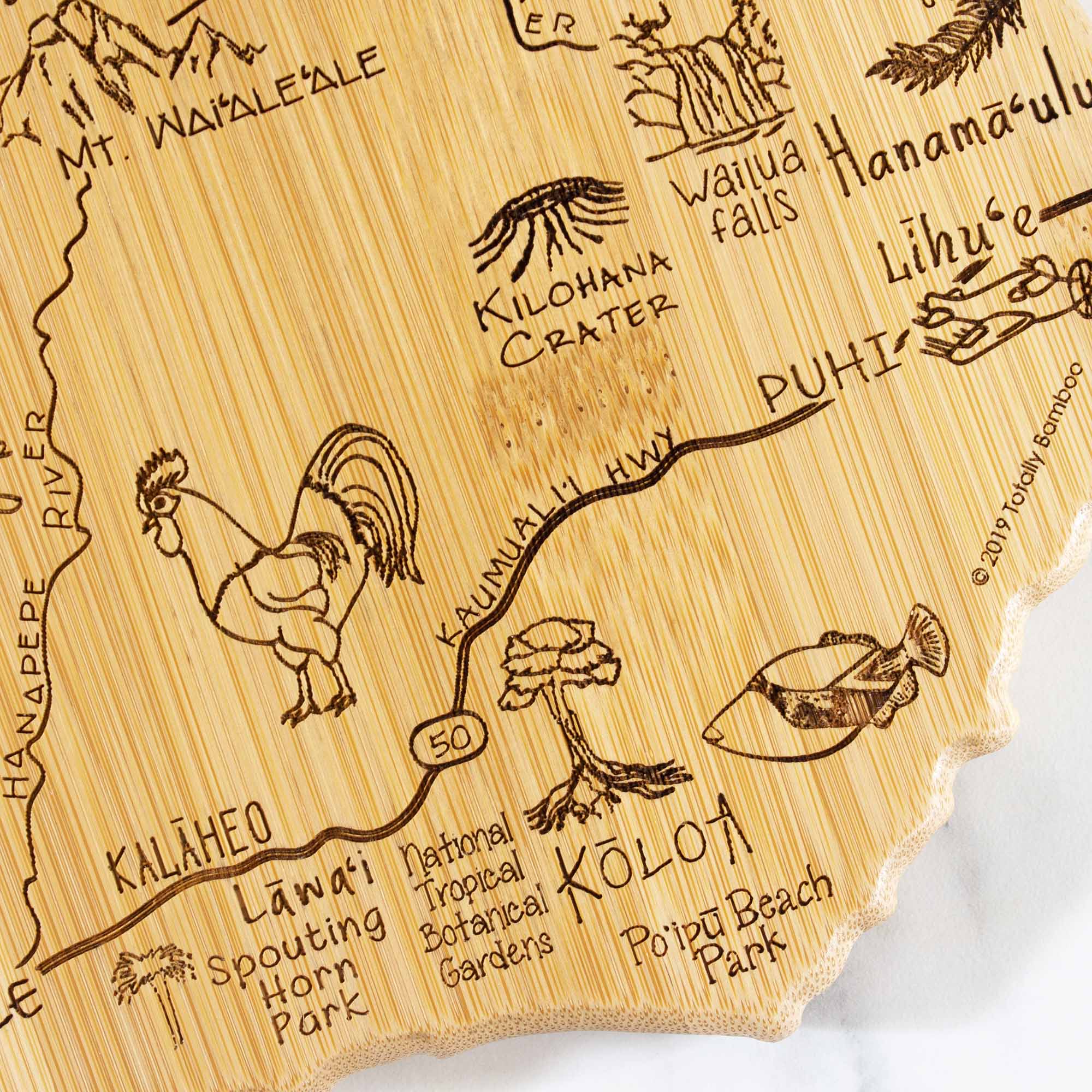 Premium Kauai-Themed Wooden Cutting Board - 9.75