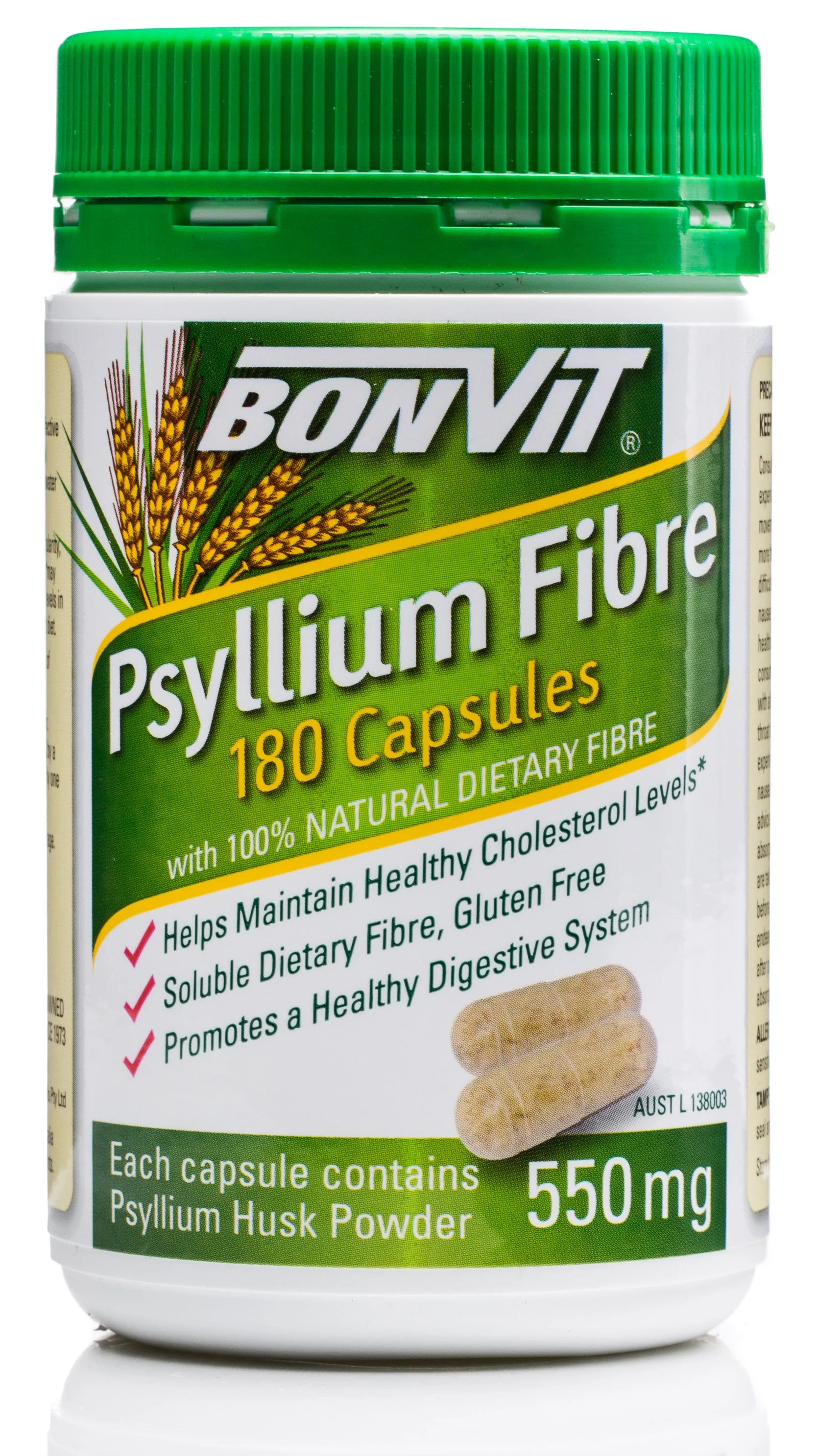 Bonvit Psyllium Fiber 550mg Capsules | Natural Dietary Supplement for Digestive Health & Weight Management | Supports Gut Health & Regularity | Ideal for Keto, Paleo & Vegan Diets