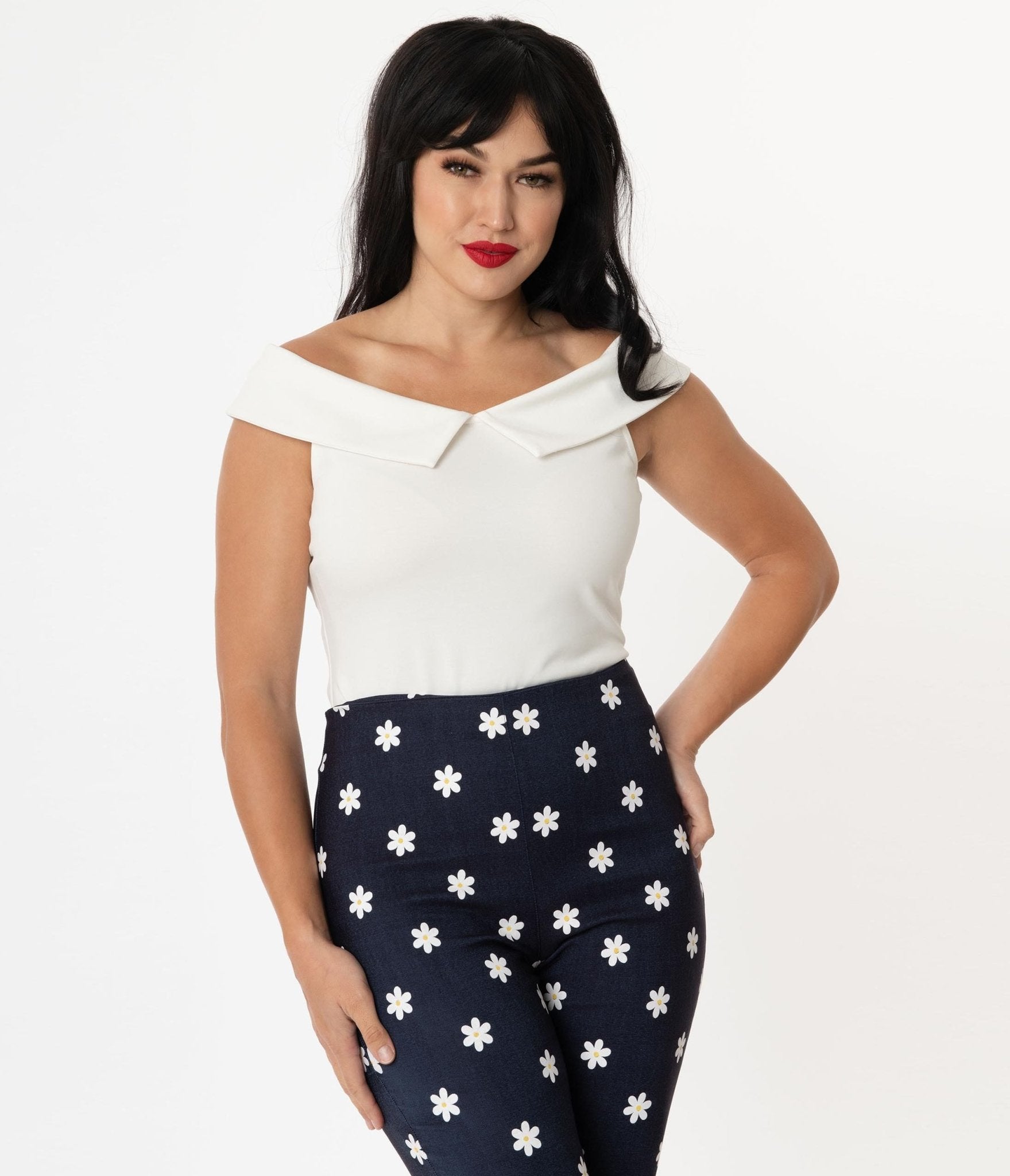 Vintage 1960s White Maraschino Cherry Blouse - Retro 60s Mod Fashion Top for Women - Perfect for Themed Parties, Costume Events & Vintage Style Outfits