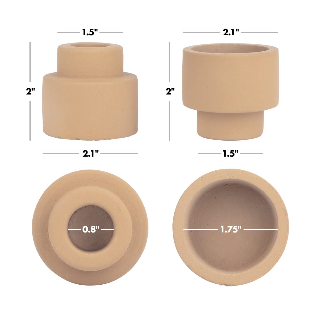 Koyal Wholesale Matte Terracotta Ceramic Reversible Candle Holders - Set of 12 Tall & Large Candle Vases for Wedding Centerpieces, Table Decor, and Home Decoration