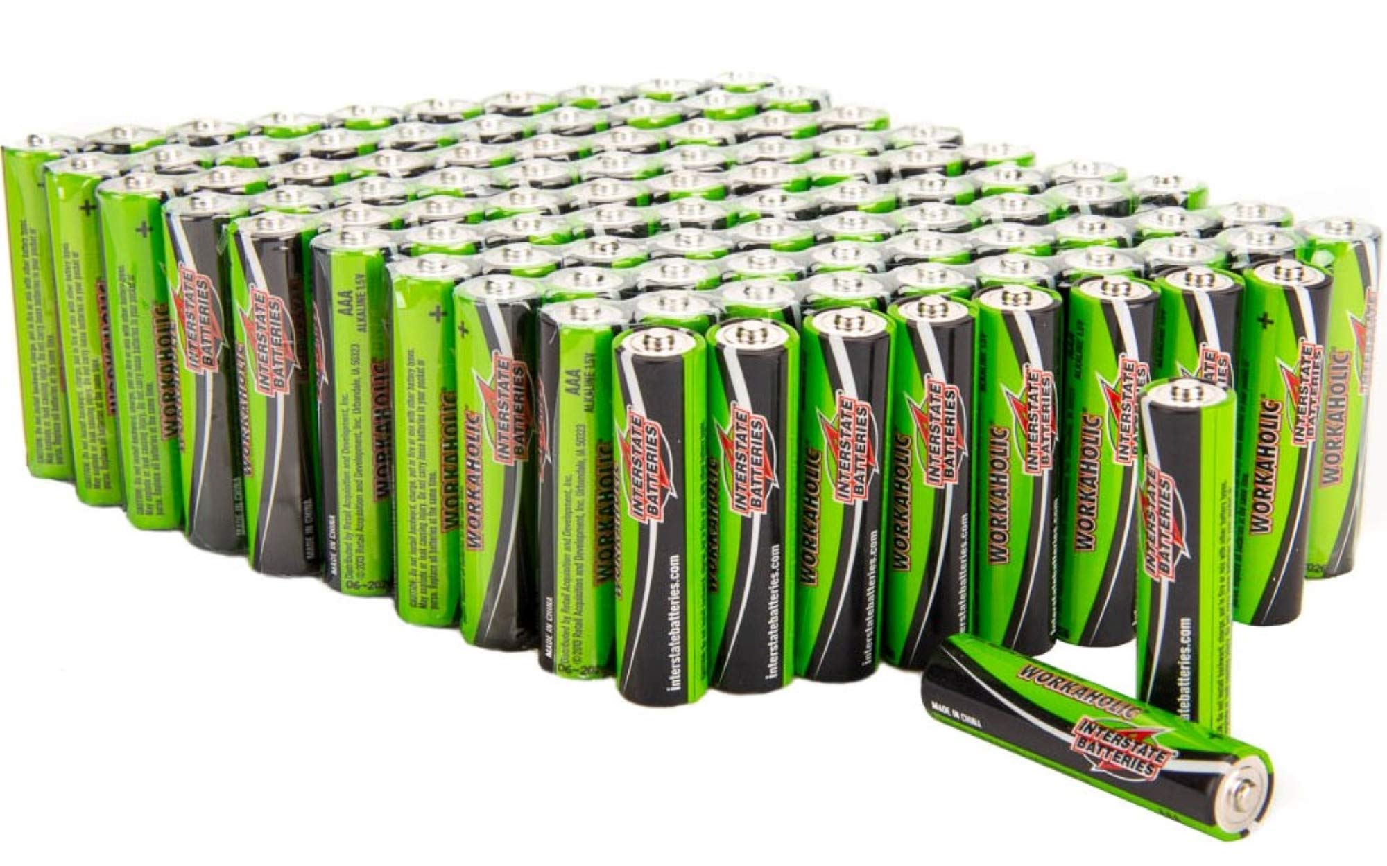 Interstate Batteries AAA Alkaline Batteries (100 Pack) - 1.5V High Performance Long Lasting Batteries for Toys, Remote Controls, Flashlights & Electronics - Workaholic (DRY7003)