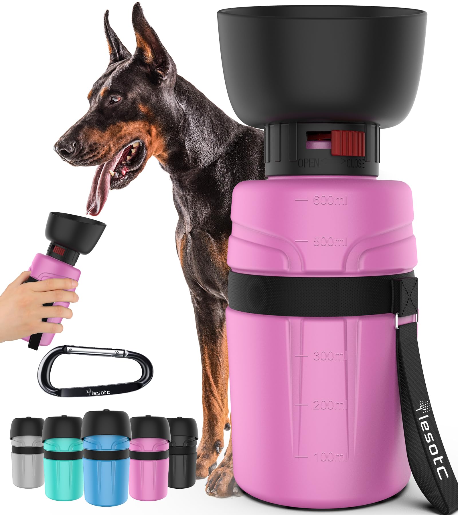 Portable Dog Water Bottle - Leak Proof, Collapsible & BPA Free for Travel, Hiking