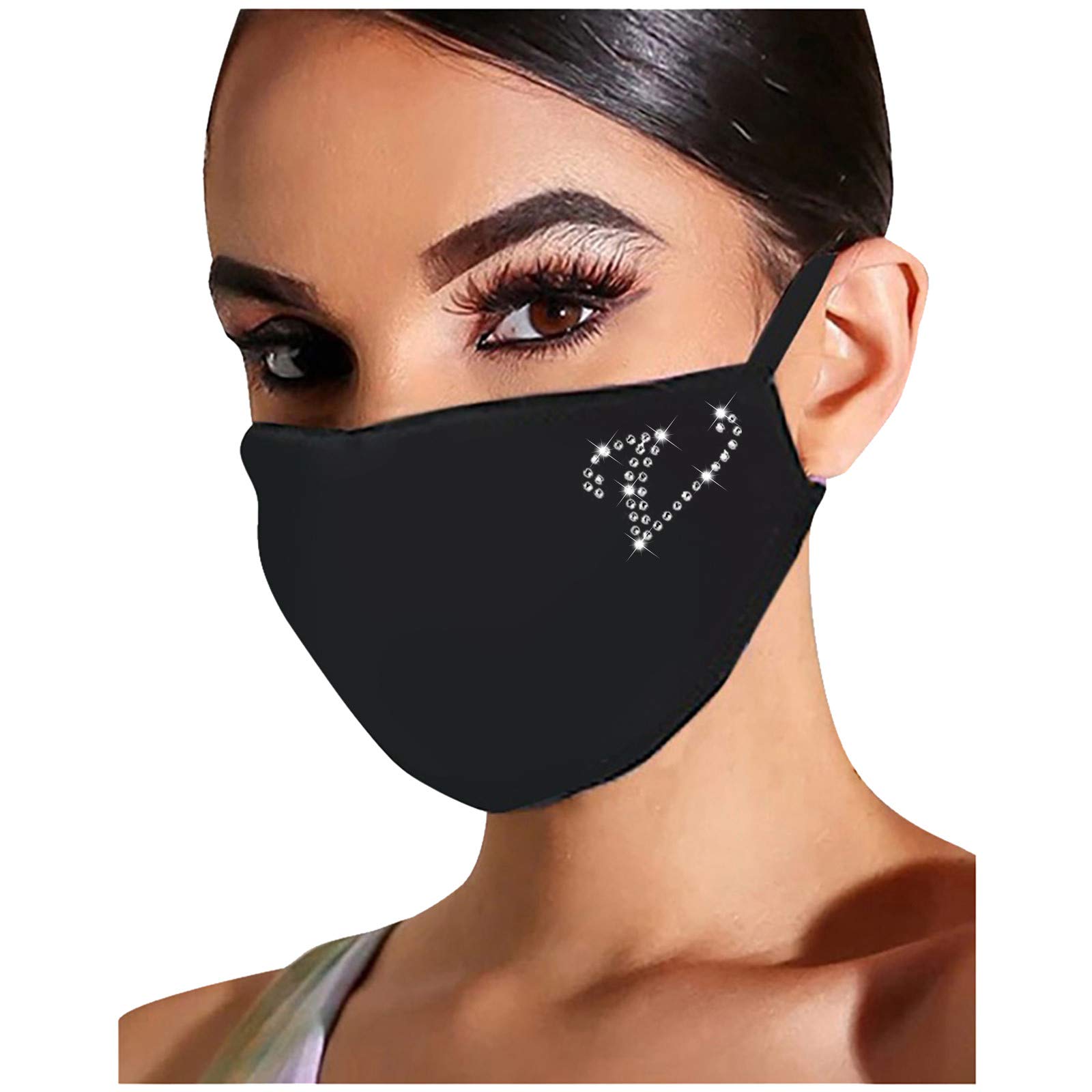 Sparkly Rhinestone Face Mask for Women - Breathable Reusable Washable Cloth Face Covering with Bling Diamonds - Fashion Bandana Mask for Adults | Perfect for Parties, Weddings & Special Occasions