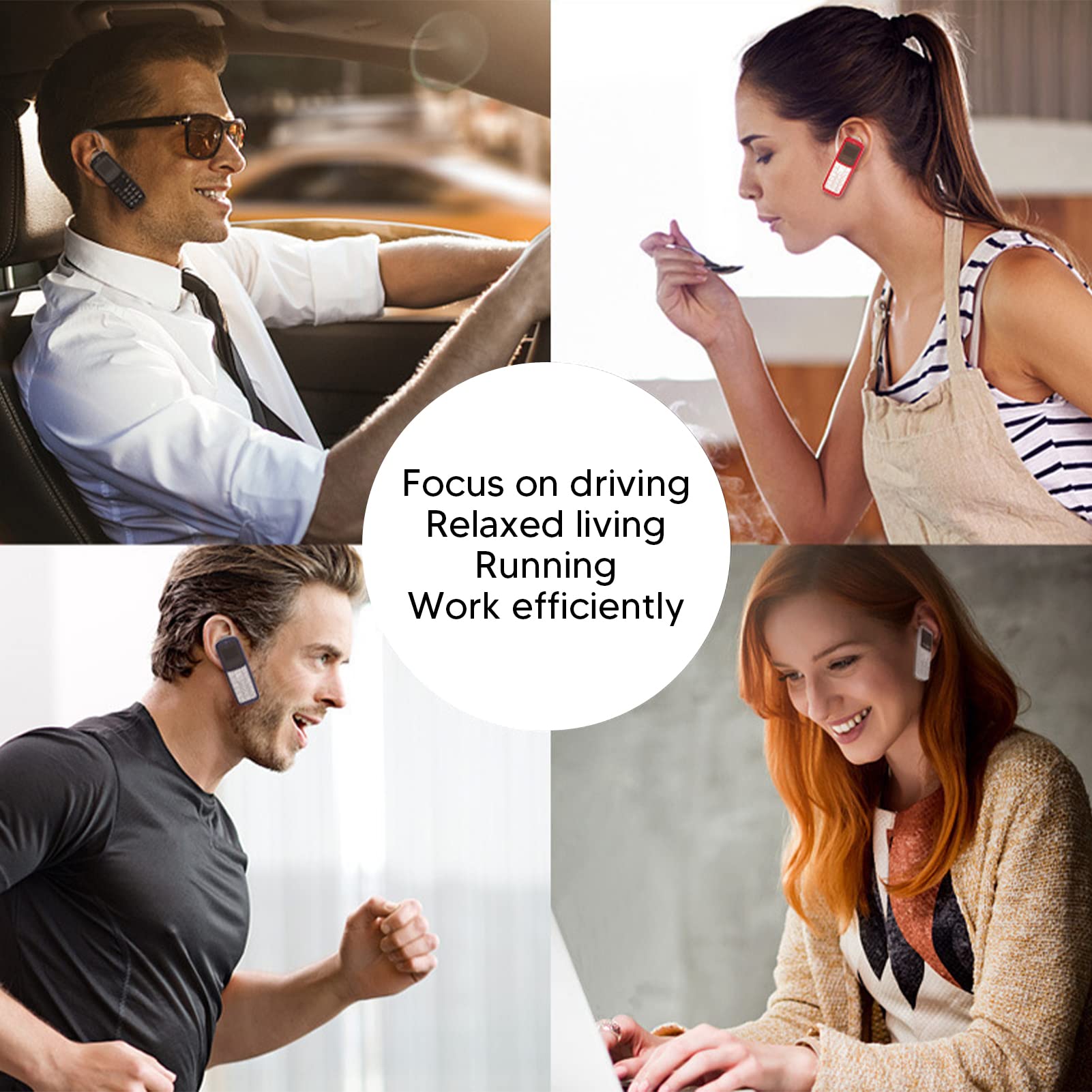 Mini Mobile Cell Phone - Tiny Bluetooth Headset Dialer with Ear Hook, SIM & MP3 Support, 2G Worldwide Compatible (0.66 Inch, Blue) - Perfect for Driving, Workouts & Hands-Free Calling