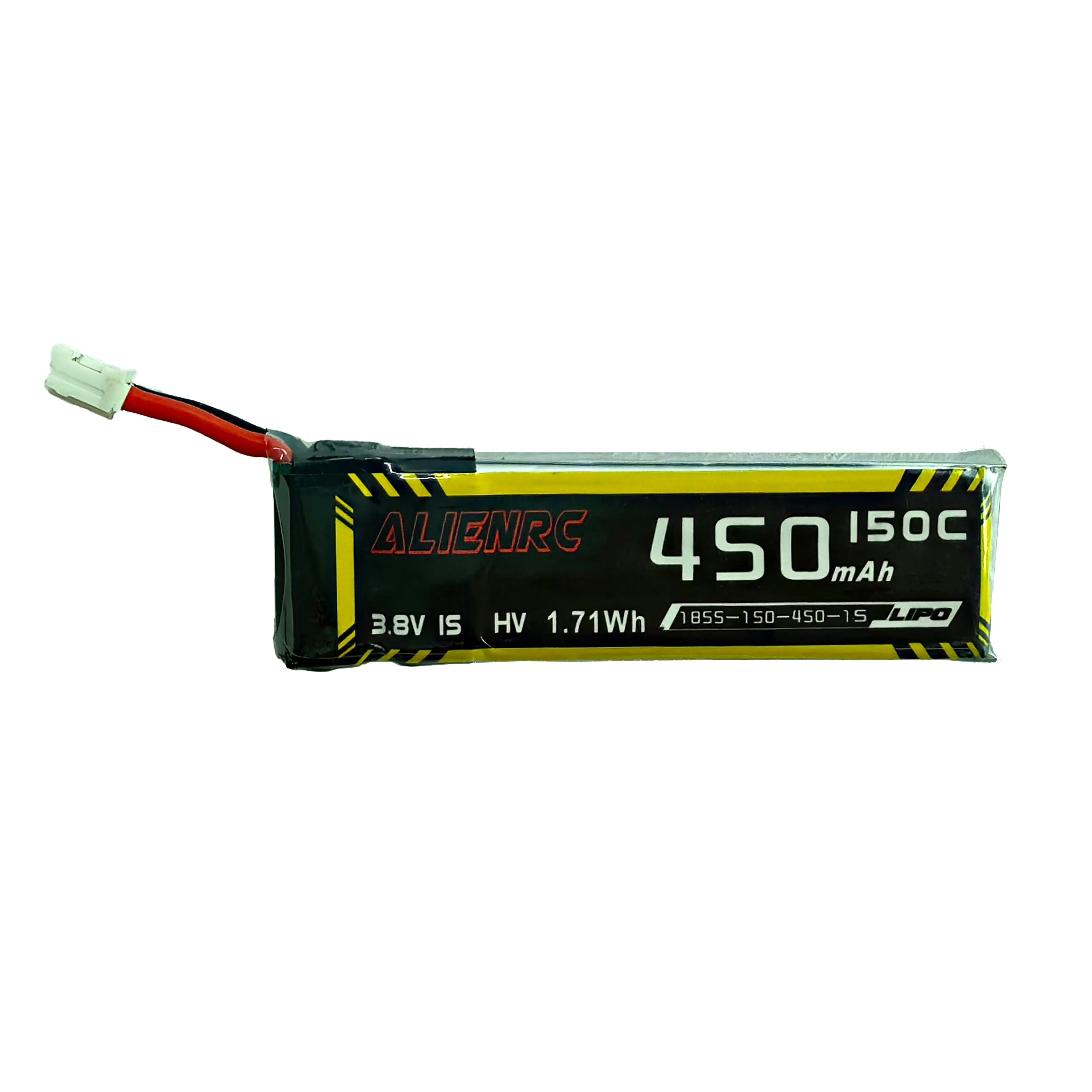 High-Performance Alien 450mAh 1S 3.8V 150C Lipo Battery with PH2.0 Connector - 4 Pack for RC Drones, FPV Racing, and Mini Quadcopters