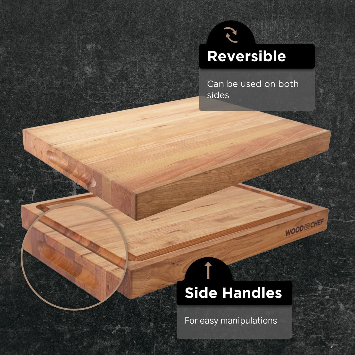 Premium American Cherry Wood Cutting Board - 20x16x1.5 Inch Large Butcher Block with Juice Groove for Meat, Vegetables & Fruits - Durable Kitchen Chopping Board for Cooking, Meal Prep & Entertaining