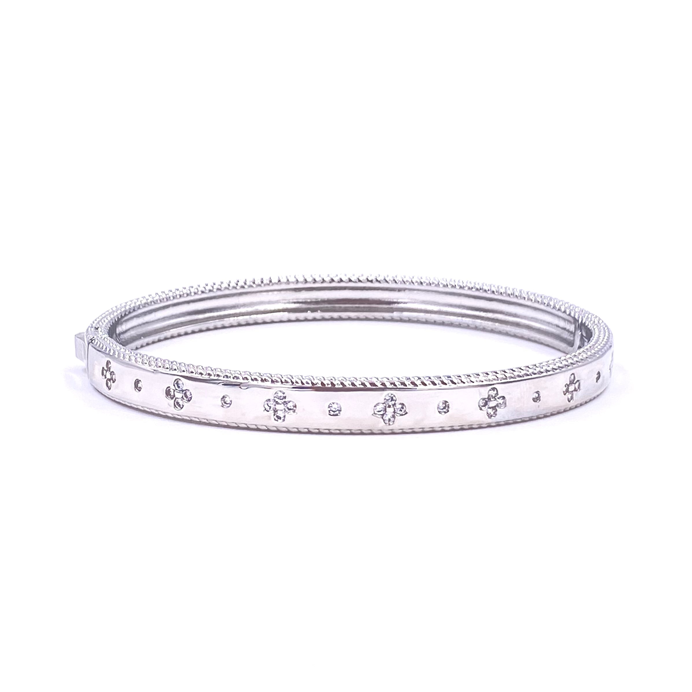 Ashley Gold Stainless Steel Gold Plated CZ Clover Design Bangle Bracelet for Women - Elegant Irish Jewelry Gift for St. Patrick's Day, Birthday & Anniversary