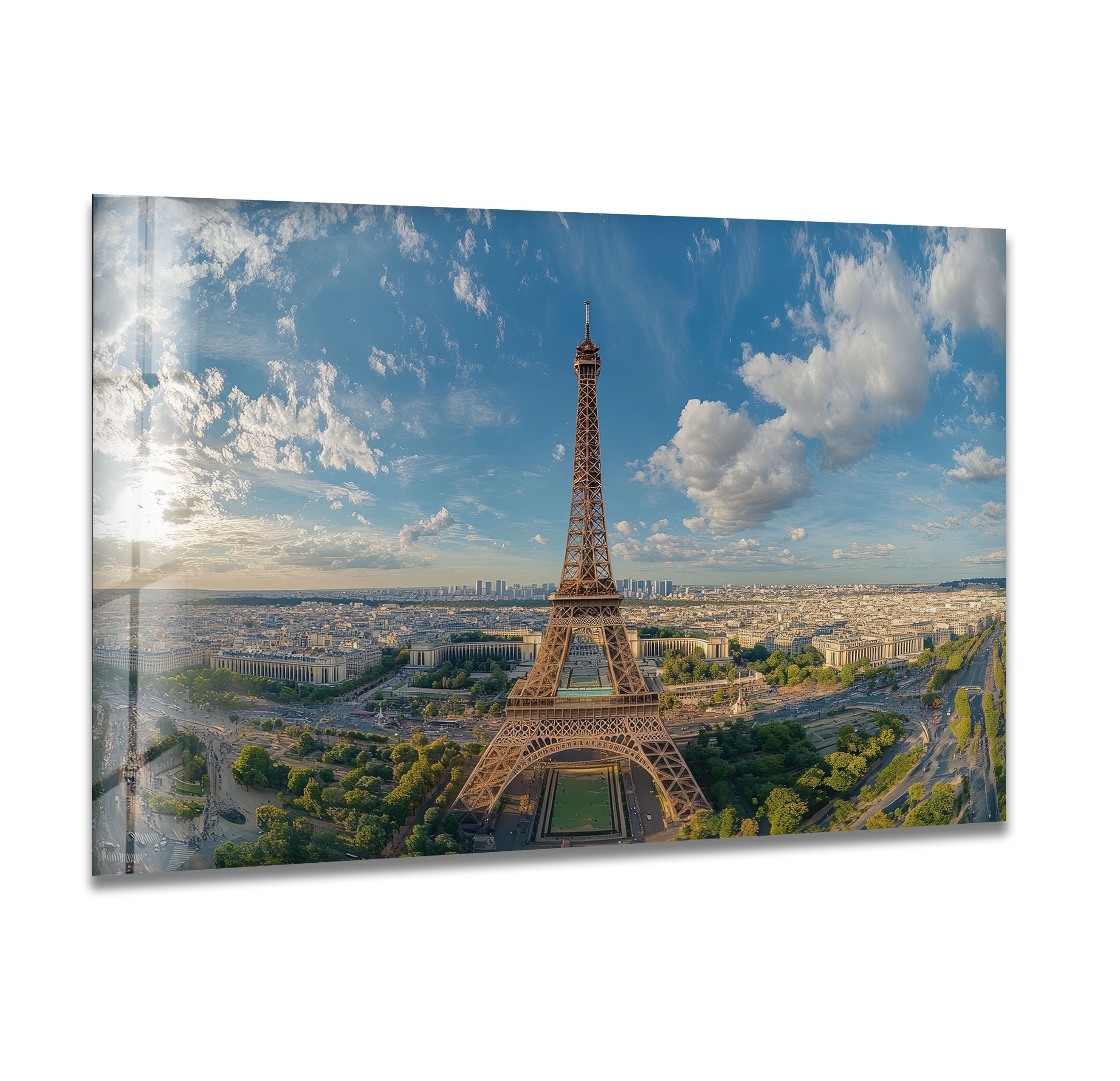 Paris Eiffel Tower Glass Wall Art - Elegant Landscape Decor for Living Room, Bedroom & Office