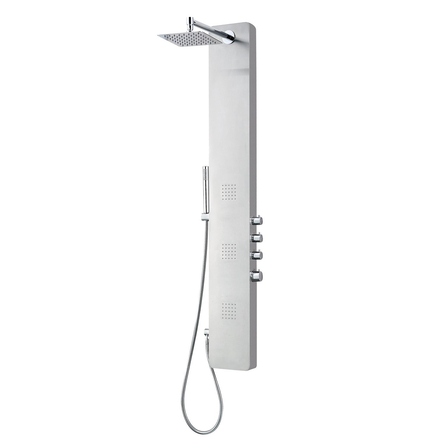 DAX Brushed Stainless Steel Shower Panel with 6 Body Jets and Hand Shower - Modern Bathroom Upgrade for Spa-Like Experience (Model DAX 136 1T) - Perfect for Master Bathrooms, Luxury Showers, and Home Relaxation