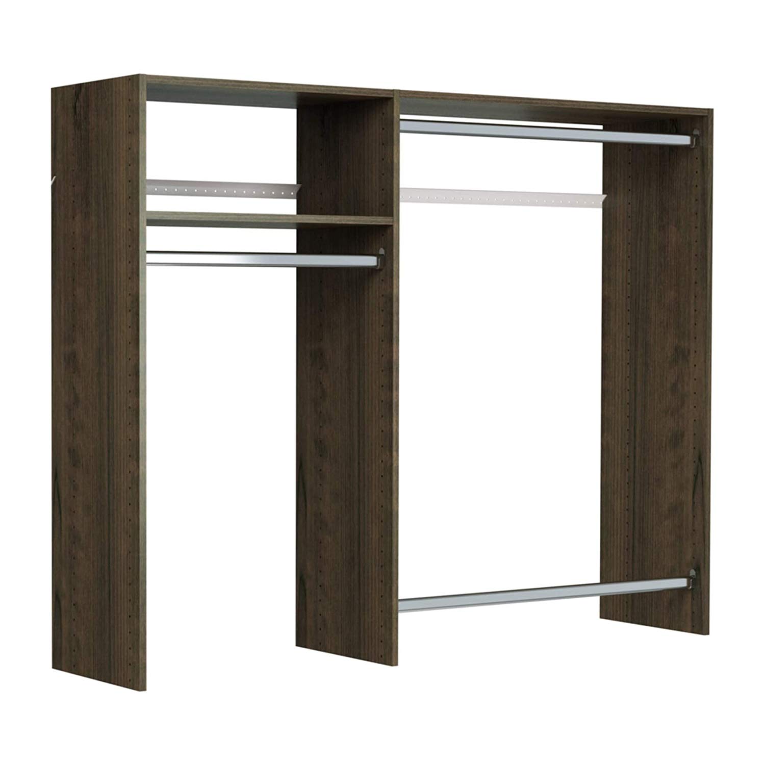 Easy Track 3'-5' W Basic Hanging Kit Closet Storage Organizer, 3 ft-5 ft Adjustable Length, Truffle Brown - Perfect for Bedroom Closet, Wardrobe, Laundry Room & Dorm Organization