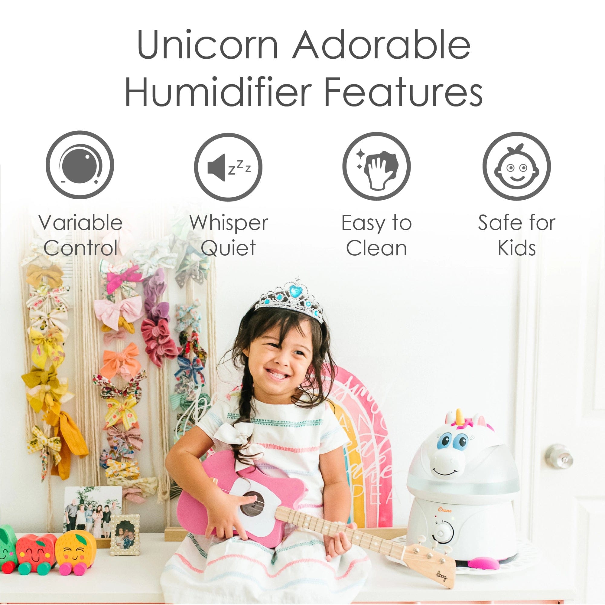 Adorable Cool Mist Humidifier for Baby Nursery & Bedroom - Quiet Ultrasonic Humidifier with Night Light, Perfect for Dry Air Relief, Allergies & Better Sleep