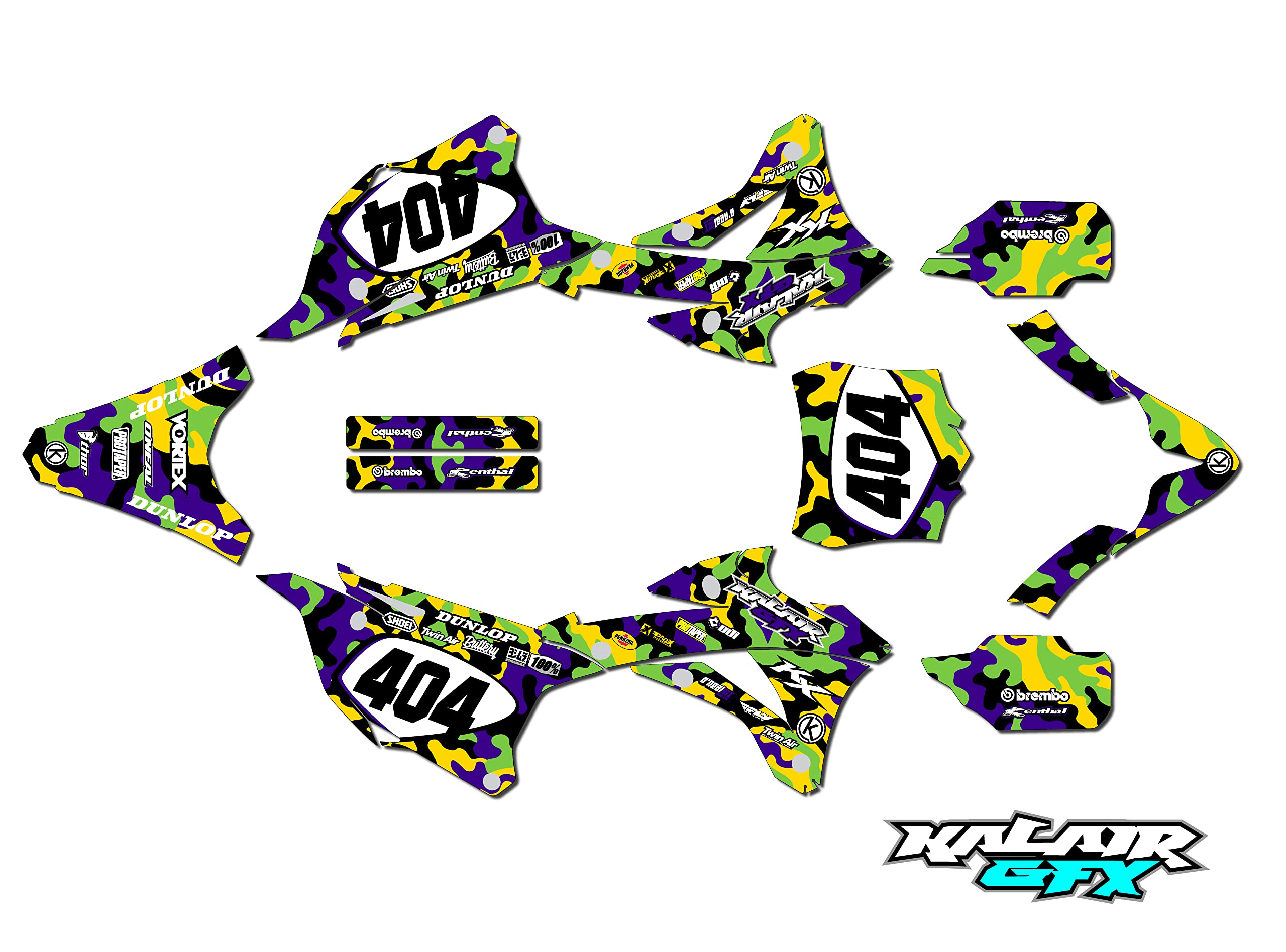 Kawasaki KX 100 Custom Dirt Bike Graphics Kit (2014-2021) - Invasion Series Purple 21 Mil Racing Decals & Stickers | No-Plastics Included | Perfect for Motocross, Trail Riding & Bike Customization