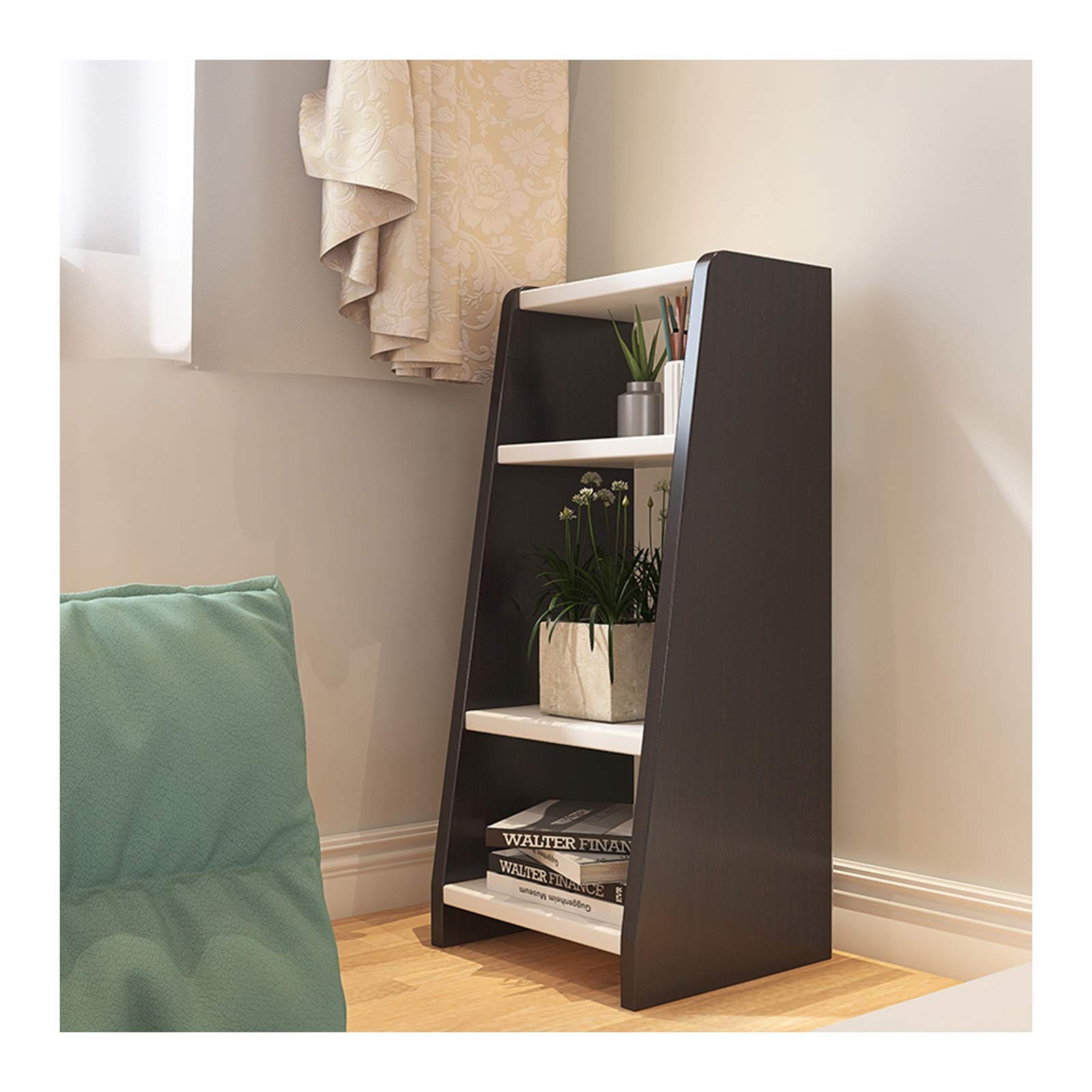 4-Shelf Wooden Bookcase - Trapezoid Freestanding Bookshelf for Bedroom, Living Room & Office - 15.7