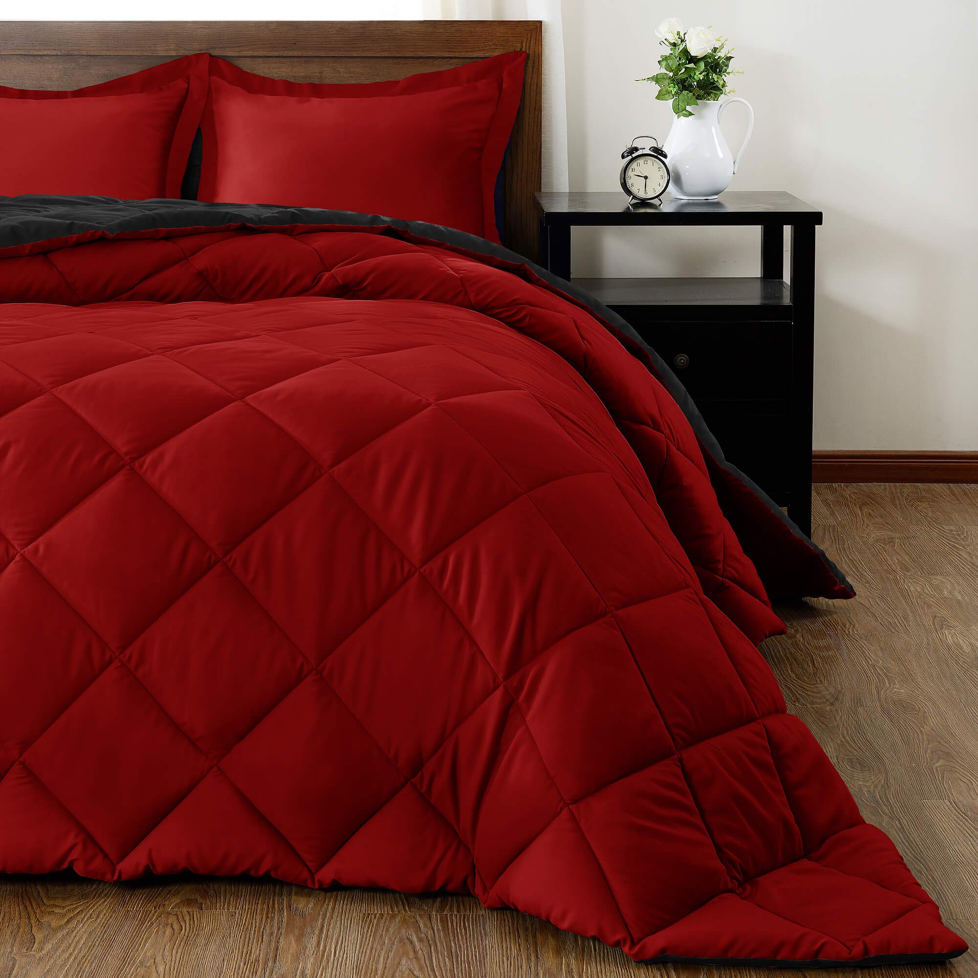Reversible Down Alternative Comforter Set - 3 Piece Queen Size (88