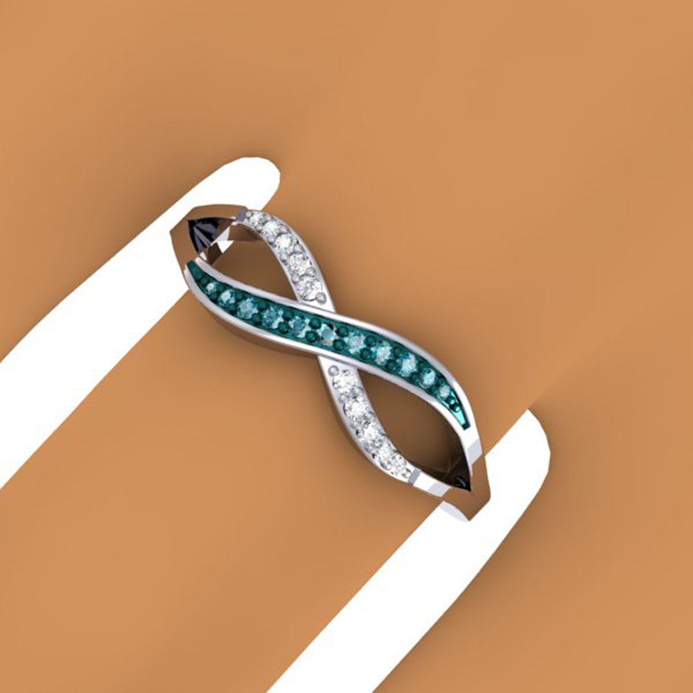 0.15 Cttw 14K Solid Gold Round Blue & White Diamond Women's Anniversary Wedding Crossover Swirl Band Ring - Perfect for Bridal, Engagement, Anniversary & Special Occasion Gifts