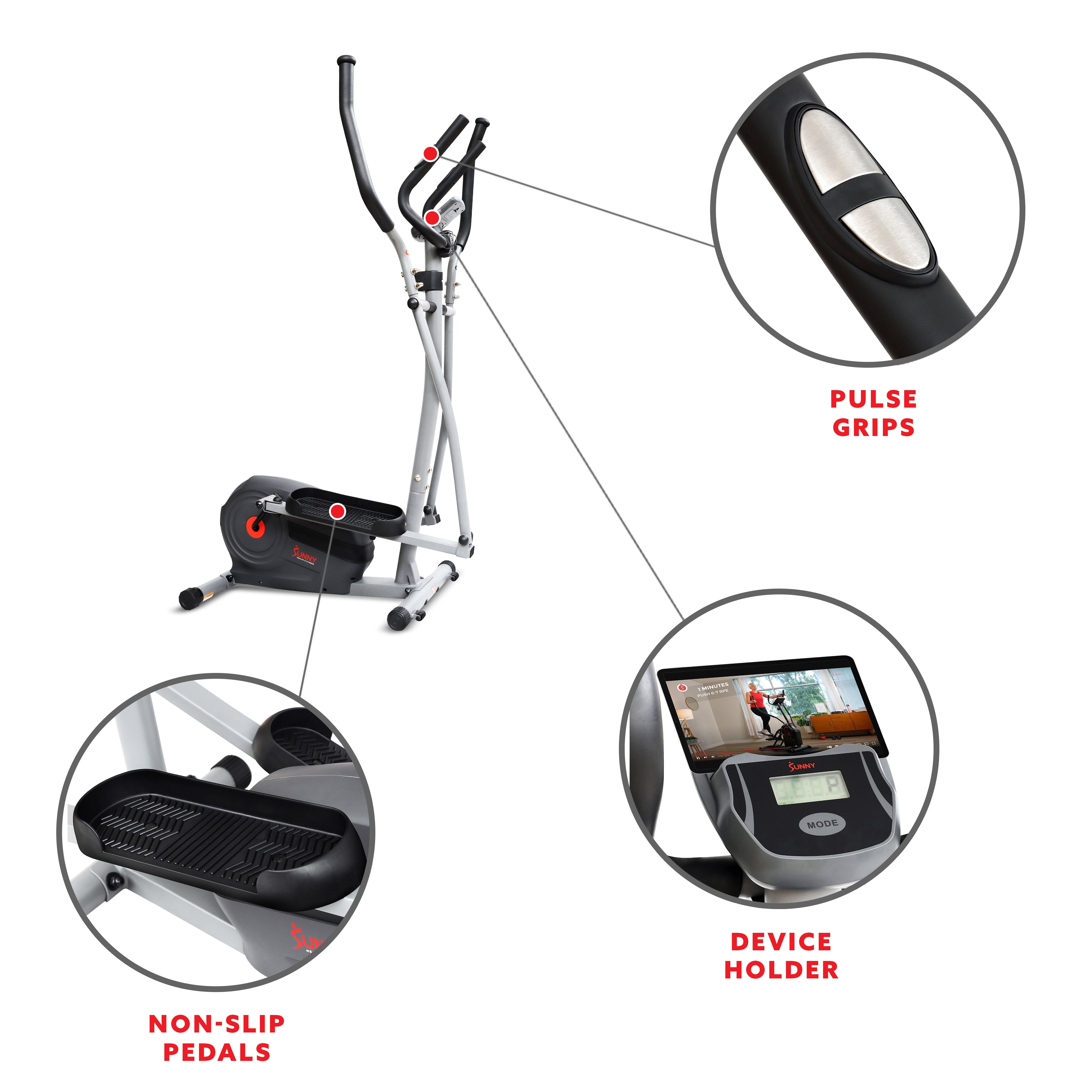 Smart Magnetic Elliptical Machine with SunnyFit® App - Bluetooth Connected Home Gym Equipment for Cardio & Full Body Workout - Perfect for Small Spaces & Home Fitness