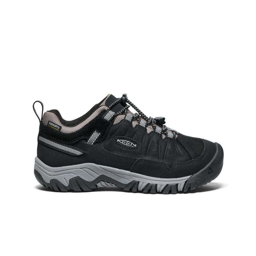 Big Kids' Targhee IV Waterproof Hiking Shoes - Black/Steel Grey | Durable Outdoor Footwear for Boys & Girls | Perfect for Trail Hiking, Camping & Outdoor Adventures