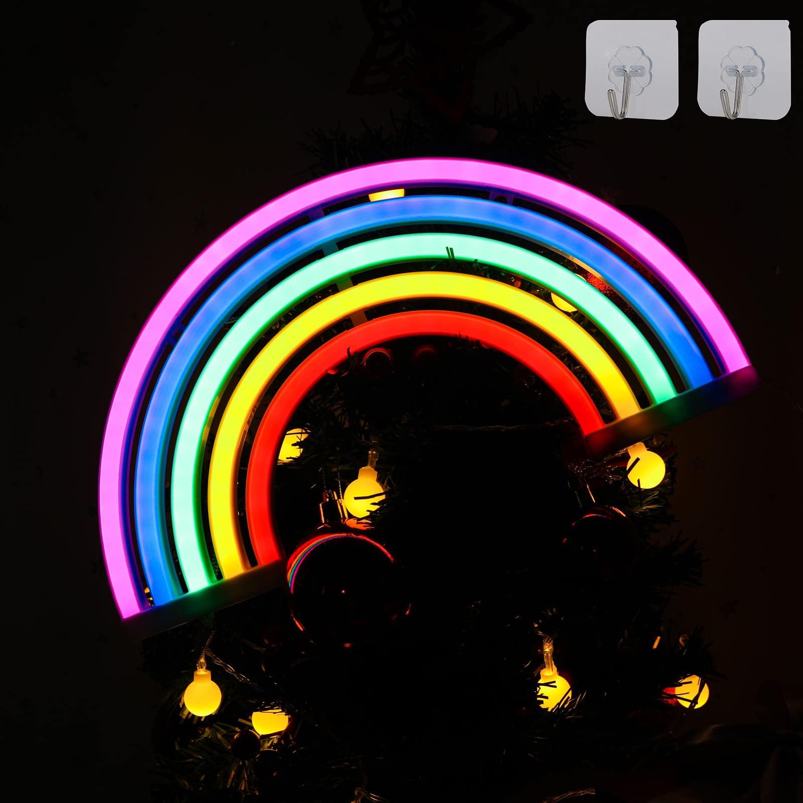 ENUOLI Rainbow Neon Light - Colorful LED Neon Sign for Wall Decor with Battery/USB Power, Perfect for Bedroom, Kids Room, Bar, Party & Christmas Decorations | Create Vibrant Atmosphere for Home, Office & Special Events