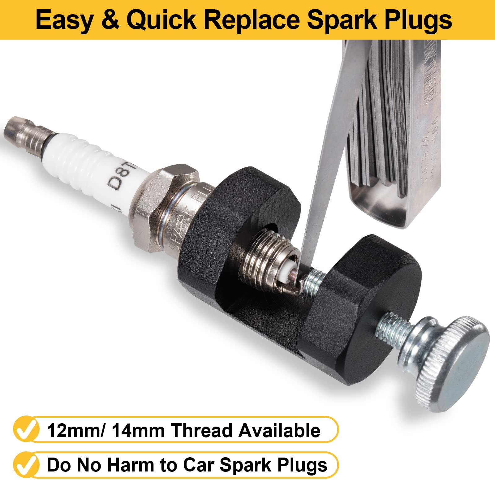 Toolwiz Spark Plug Gap Tool 2-Piece Set - High Precision 12mm & 14mm Thread Spark Plug Gapper Kit for Automotive, Motorcycle & Small Engine Tune-Ups | Perfect for DIY Mechanics & Professional Technicians