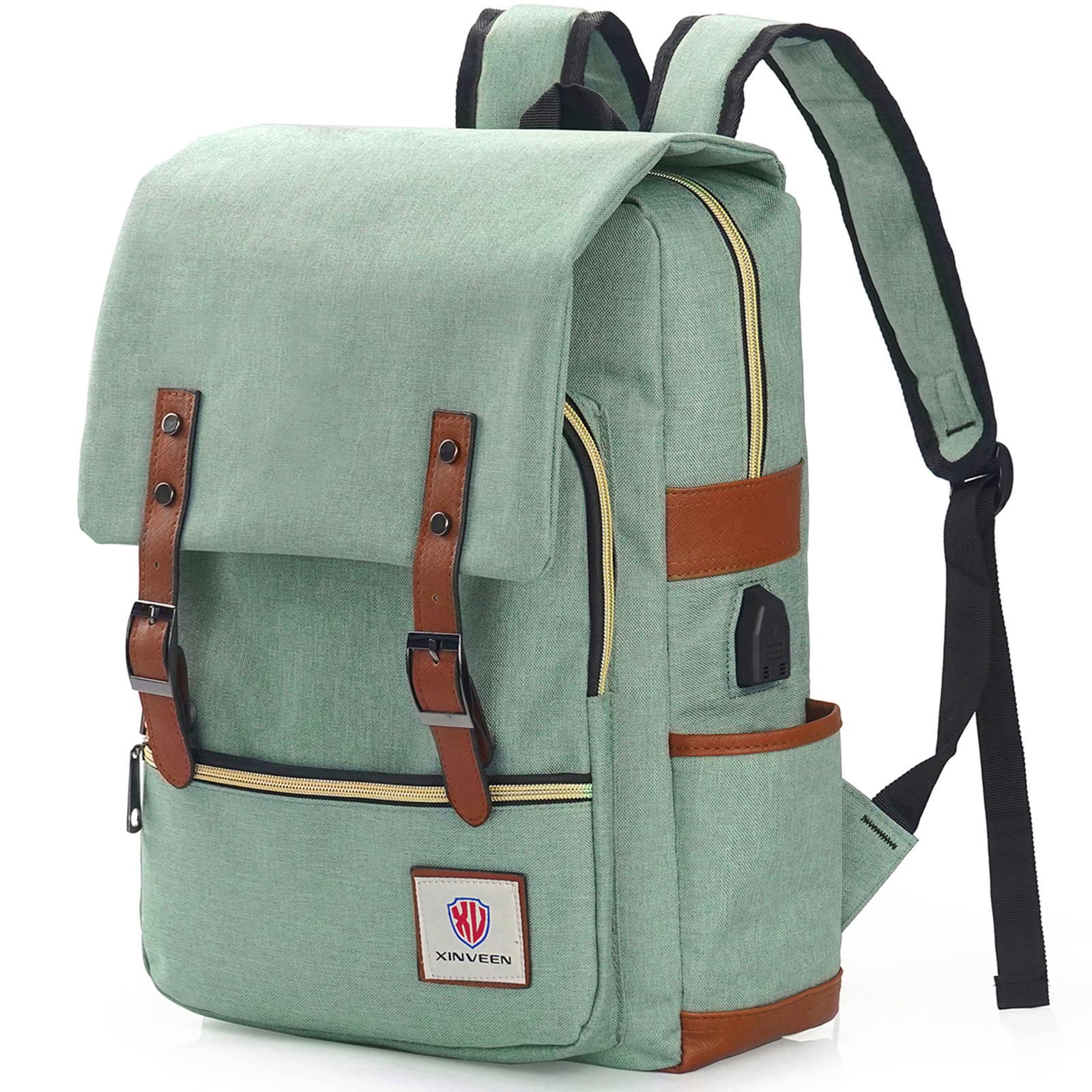 Vintage Laptop Backpack for Travel, School & Work - Light Green Casual Daypack for Men & Women | Perfect for Commuting, College & Business Trips