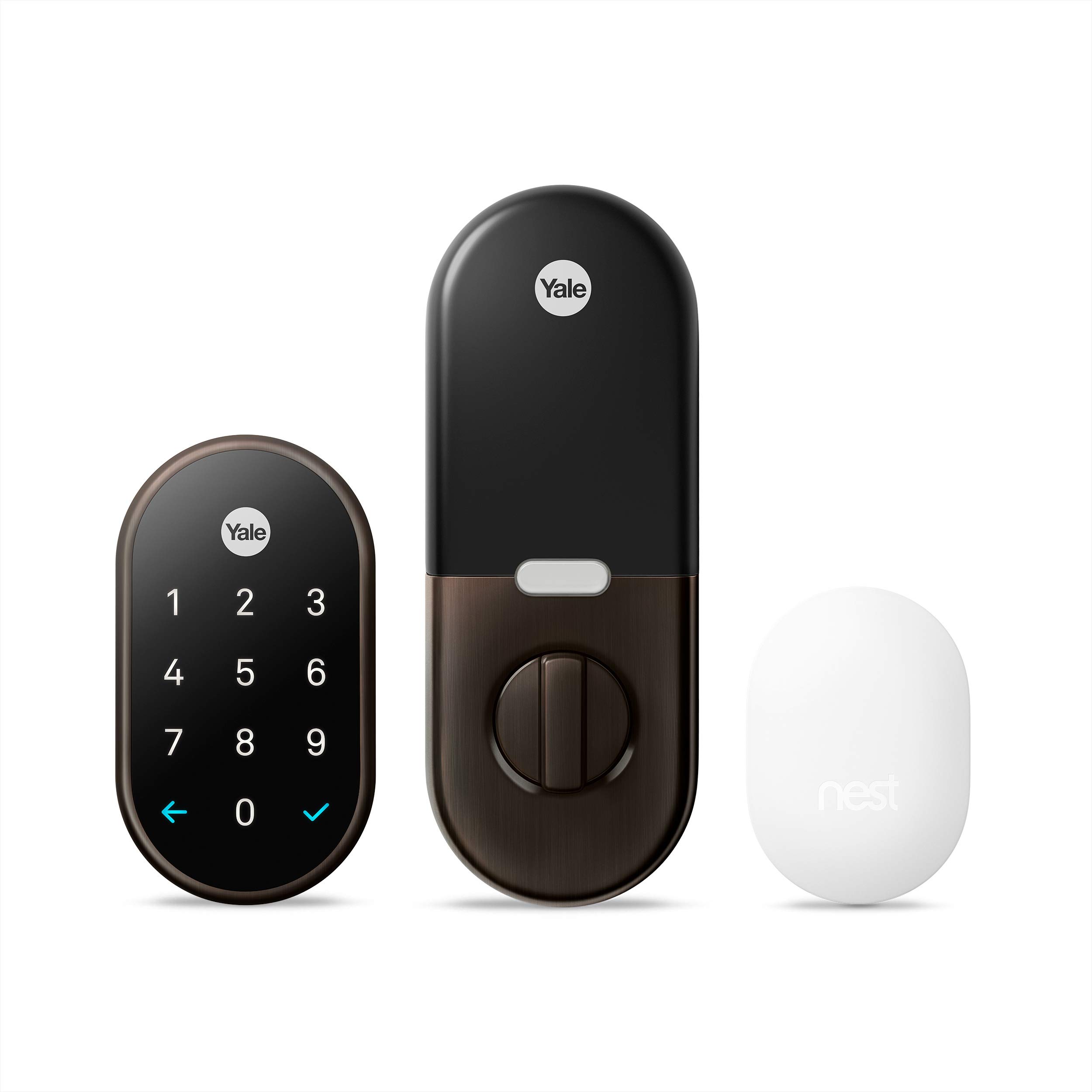 Google Nest x Yale Smart Lock - Keyless Entry Deadbolt with Tamper-Proof Keypad - Oil Rubbed Bronze Front Door Lock Compatible with Nest Secure Alarm System - Perfect for Home Security & Smart Home Automation