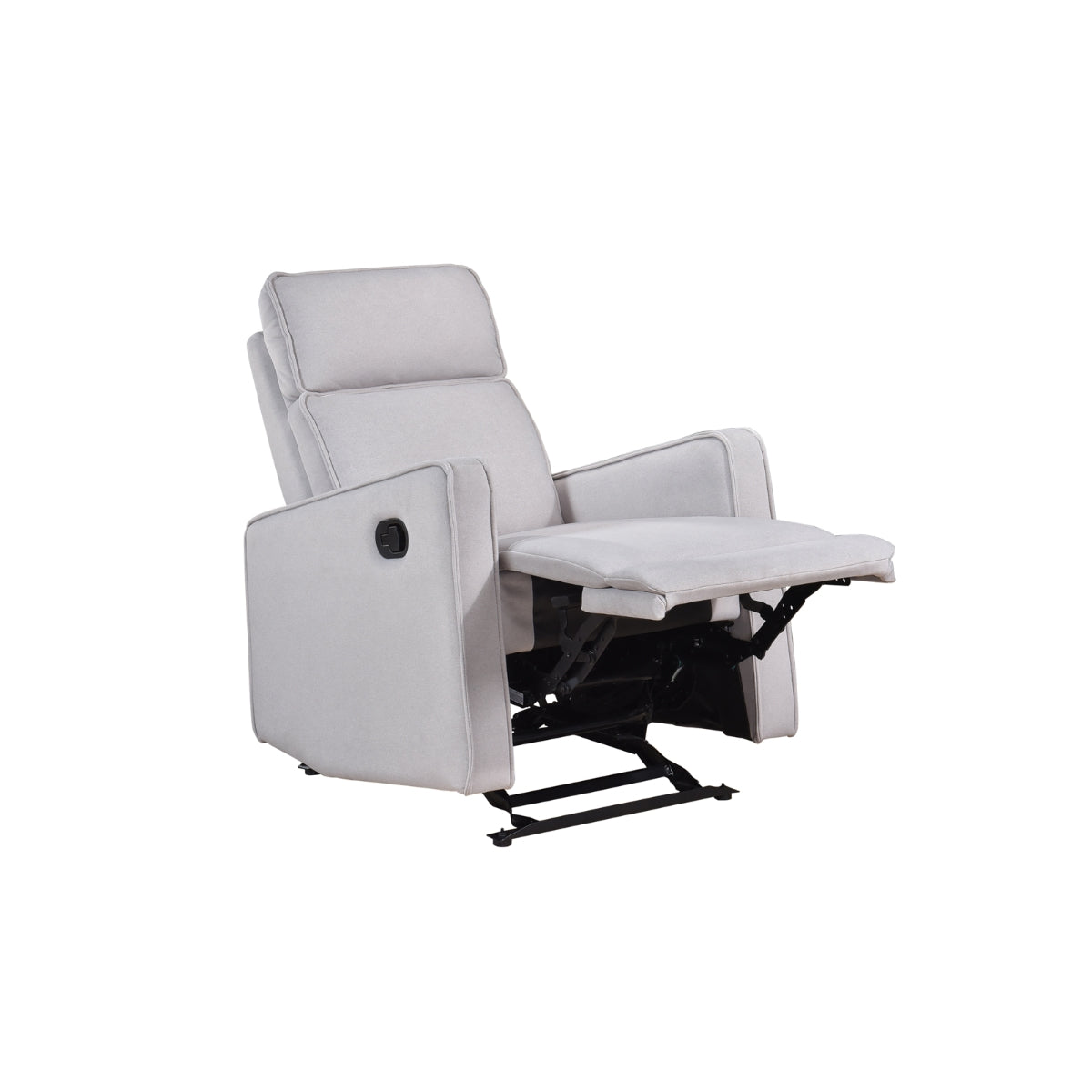 Beige Chenille Glider Recliner with Tab Pull Latch - Comfortable Swivel Rocking Chair for Nursery, Living Room & Bedroom