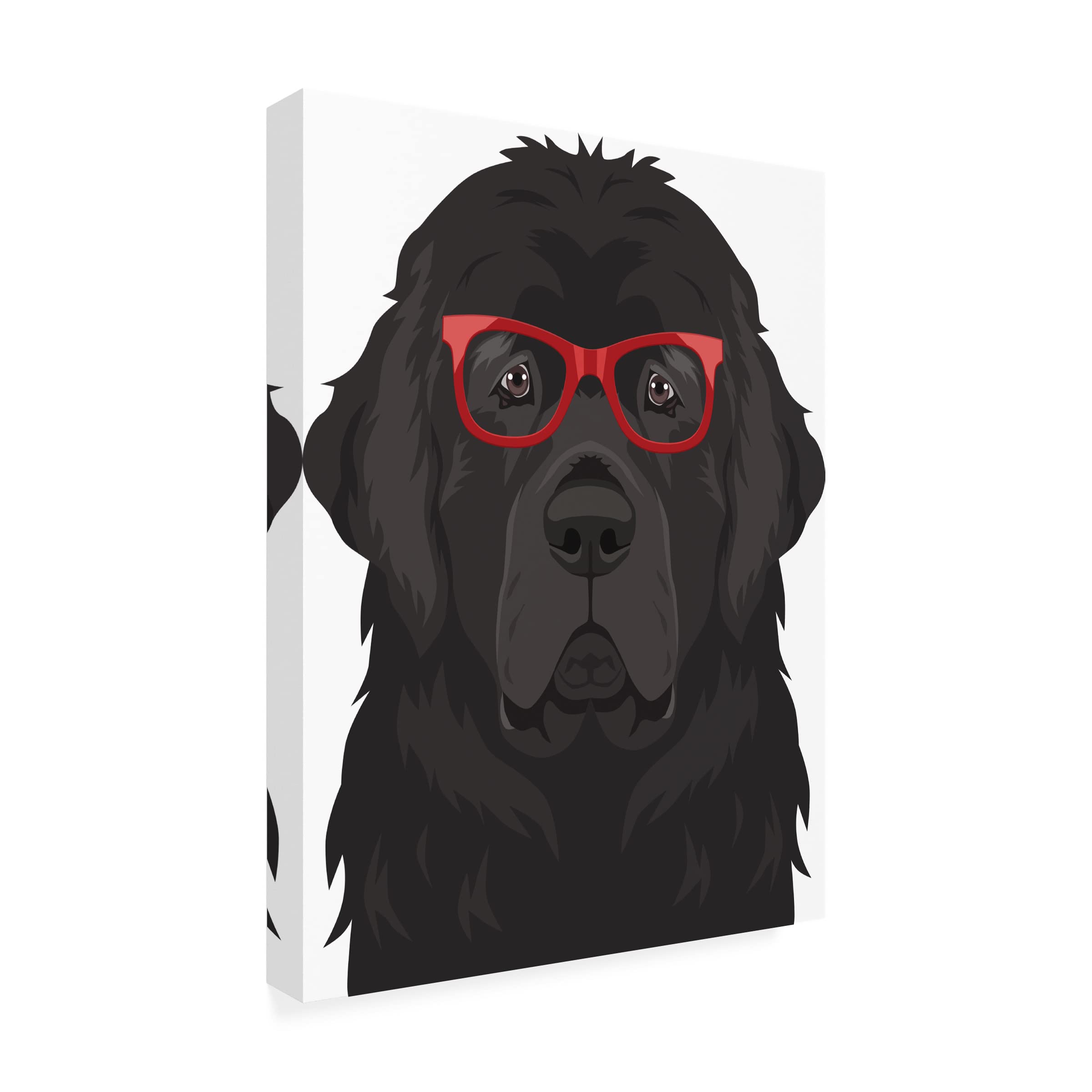 Trademark Fine Art 'Newfoundland Wearing Hipster Glasses' Canvas Wall Art Print - Funny Dog Portrait for Living Room, Bedroom & Office Decor