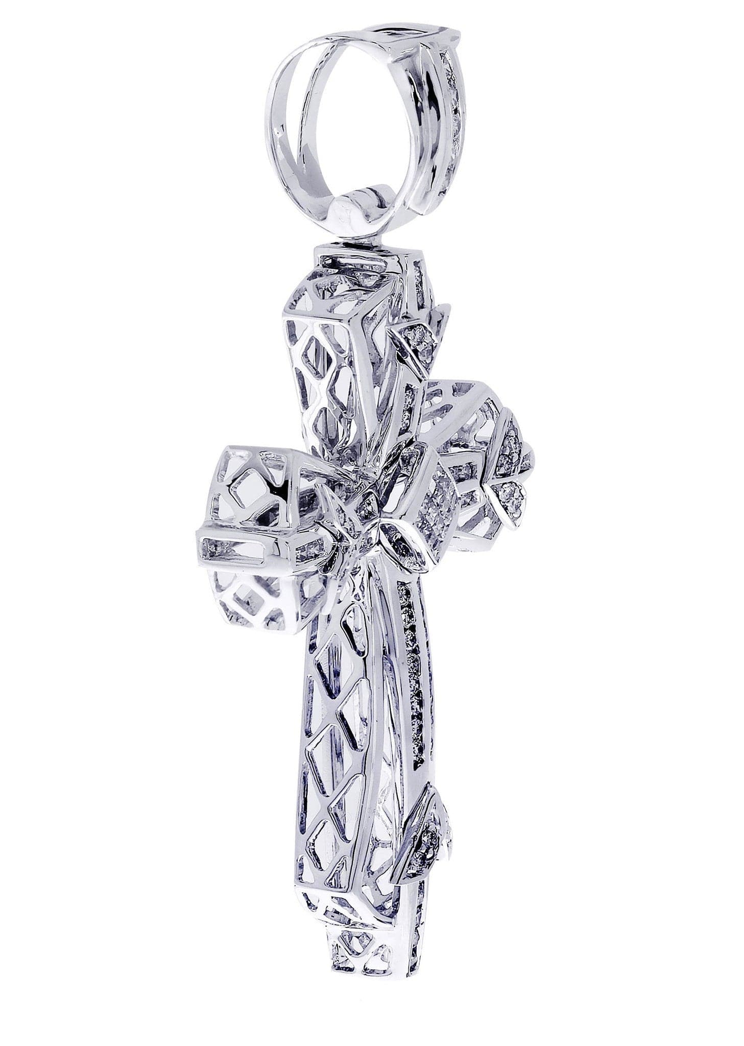 0.93 Carat Diamond Cross Pendant Necklace - 17.74 Grams Solid Gold Religious Jewelry for Women - Perfect for Baptism, First Communion & Easter Gifts