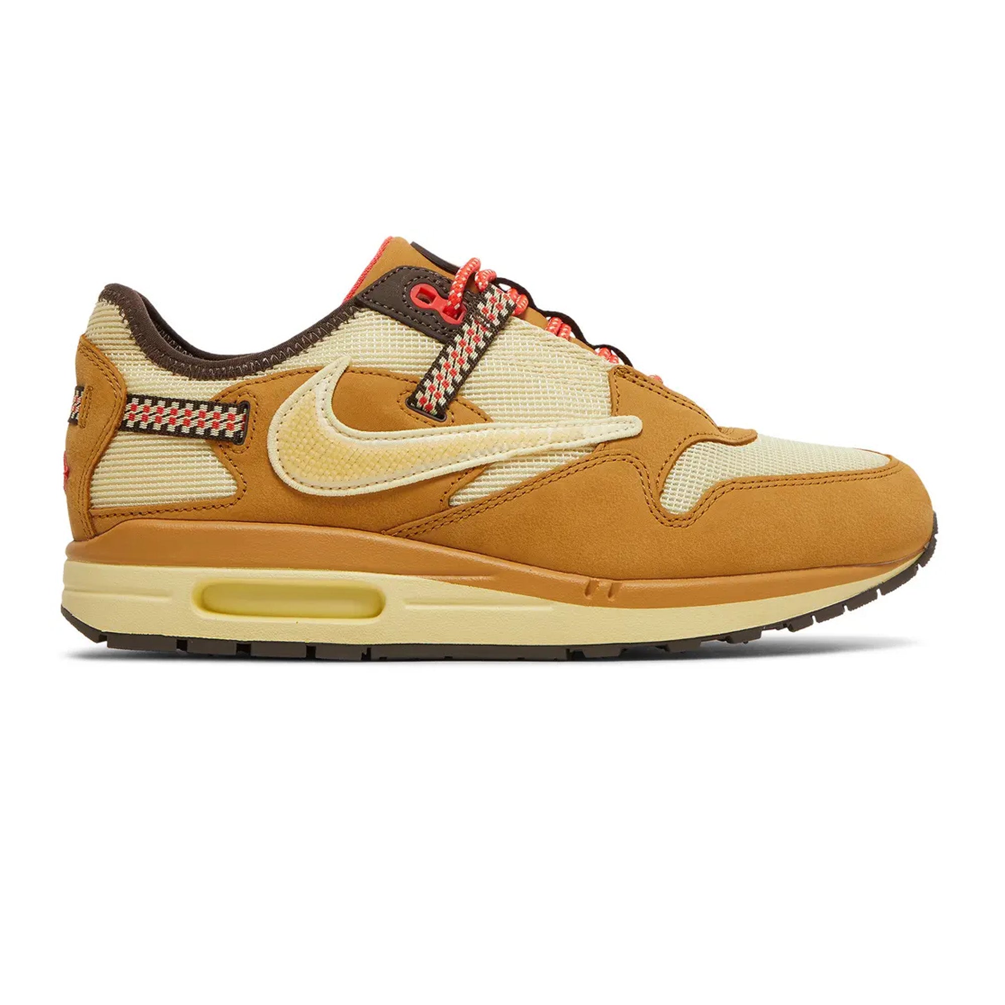Travis Scott x Nike Air Max 1 'Cactus Jack' Wheat Lemon Drop Sneakers (2022) - Men's Limited Edition Retro Running Shoes for Streetwear & Casual Outfits