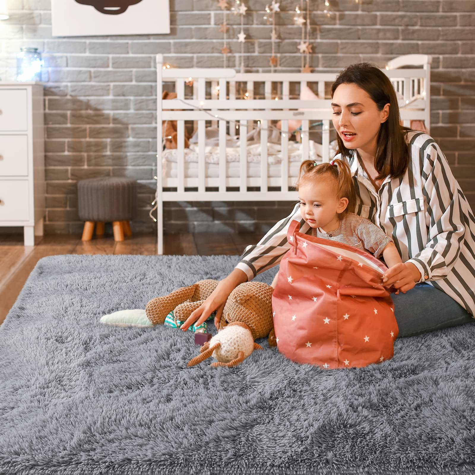 Super Soft Fluffy Shaggy Rugs 3x5 Feet - Plush Fuzzy Area Rugs for Living Room, Bedroom, Nursery & Kids Room | Non-Slip Indoor Floor Carpet in Grey | Perfect for Home Decor, Dorm Room & Cozy Spaces