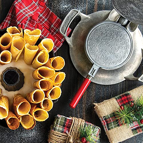 Nordic Ware Krumkake Iron - Traditional Norwegian Cookie Maker for Stovetop, Silver - Perfect for Holiday Baking and Scandinavian Desserts