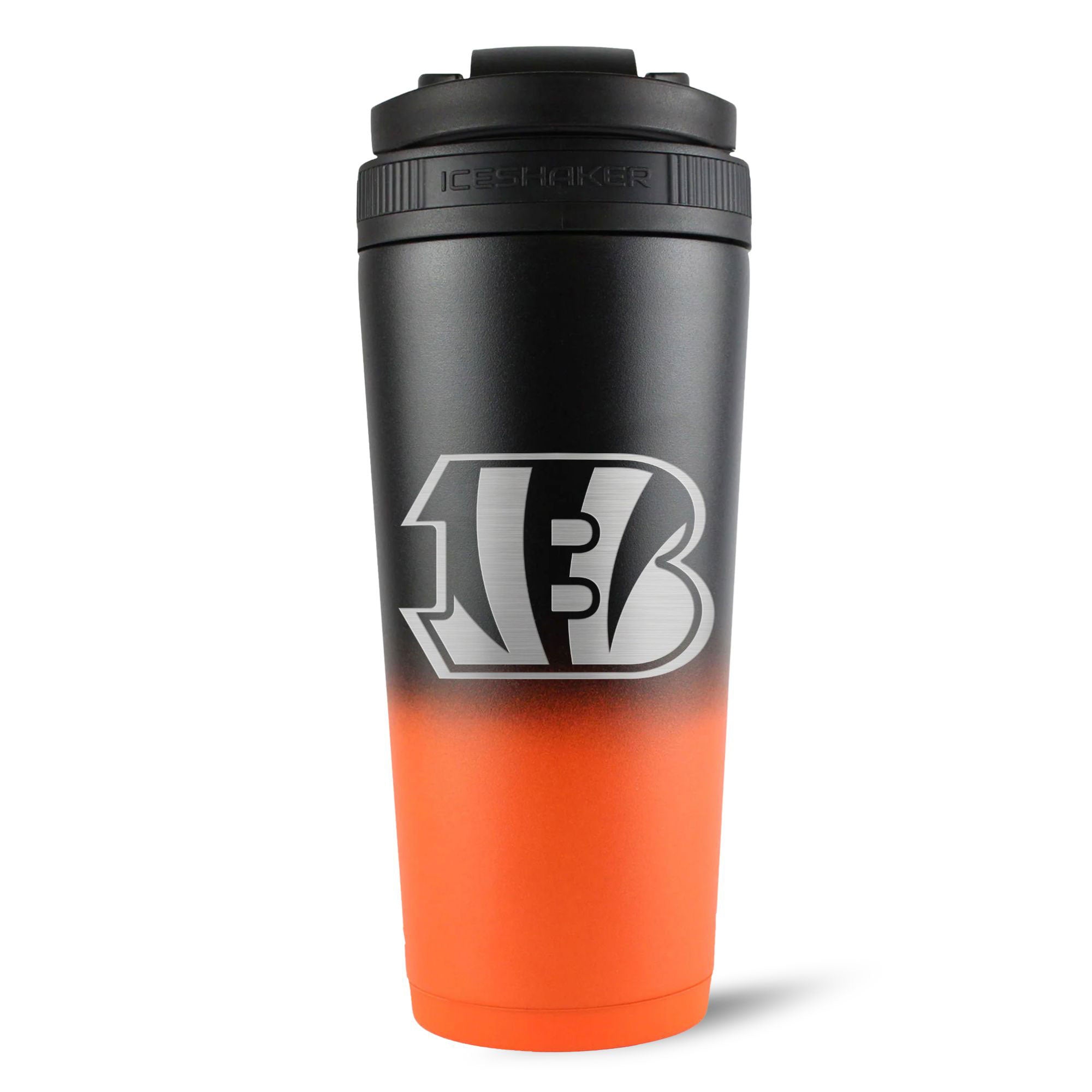 Officially Licensed Cincinnati Bengals 26oz Insulated Tumbler with Lid & Straw - Orange Black Ombre Gradient Design - Perfect for Game Day, Gym & Outdoor Activities