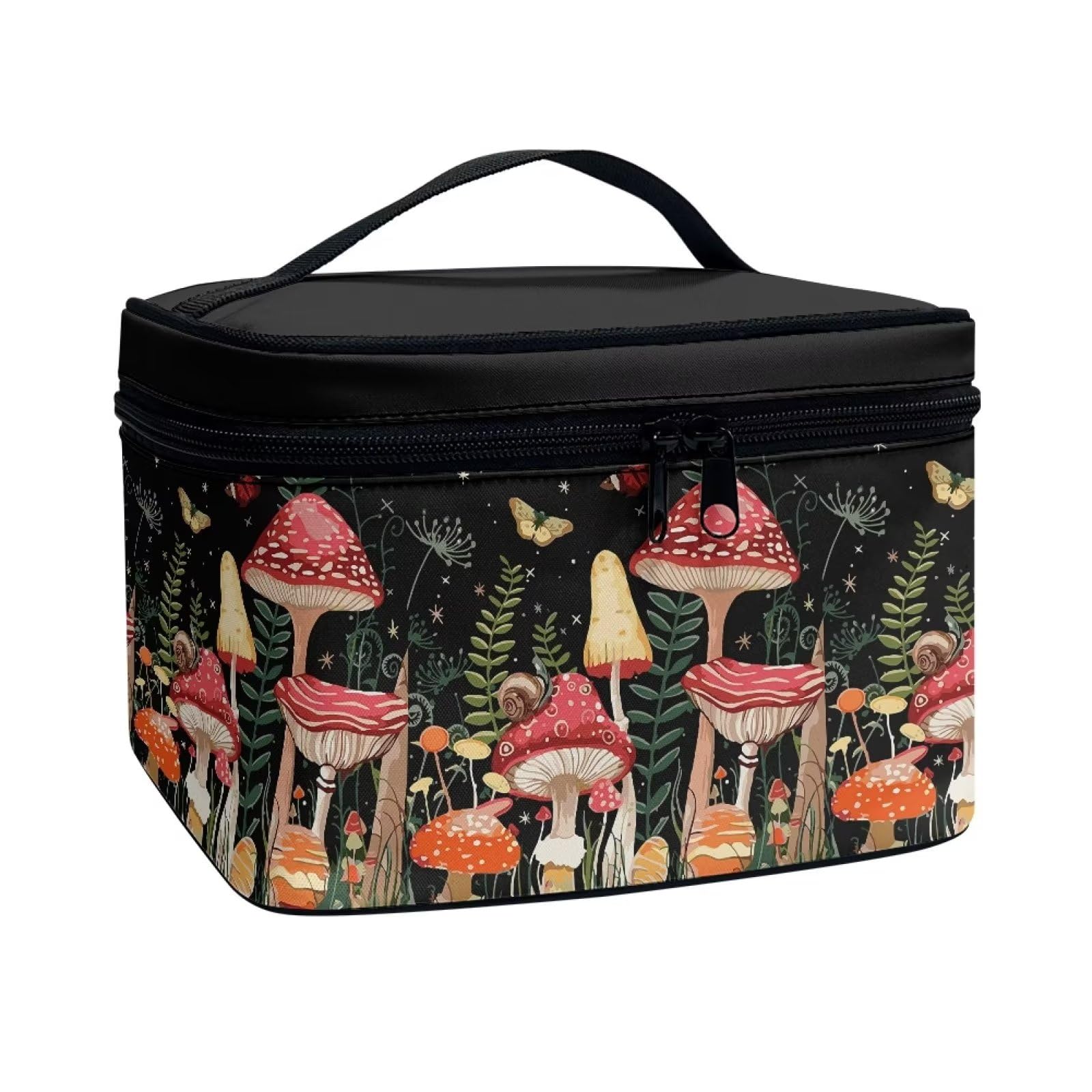 Mushroom Cosmetic Bag for Women - Large Travel Makeup Organizer for Gifts & Storage