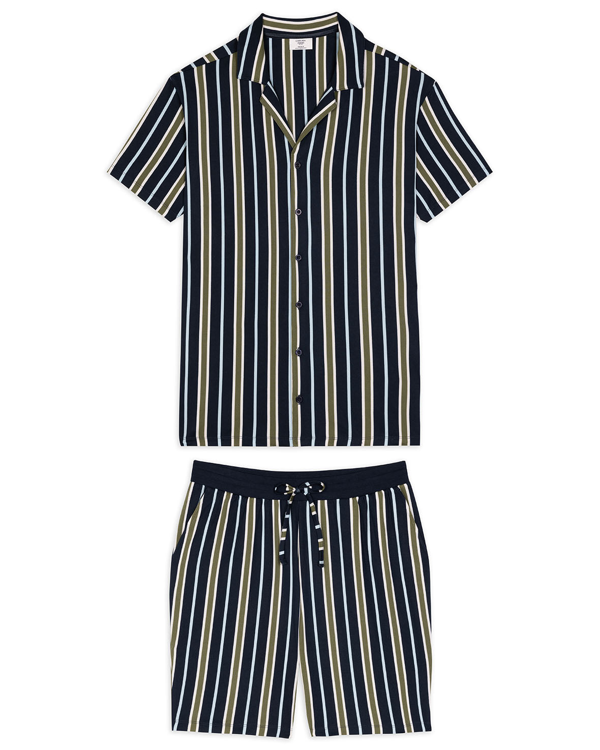 Multi-Stripe Button-Up Short Pajama Set for Women - Comfortable Sleepwear for Summer Nights & Lounge Wear at Home