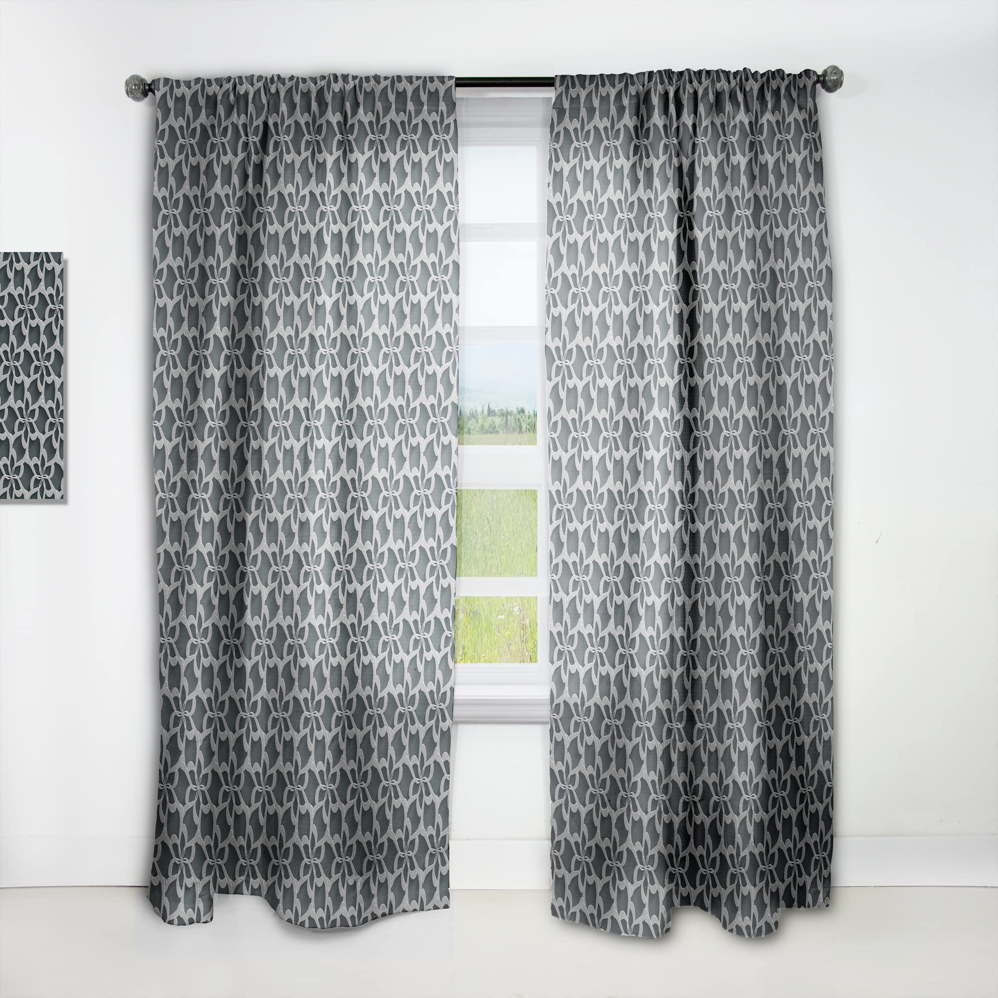 DesignQ Floral 3D Pattern Thermal Insulated Curtains - Single Panel 52x108 - Elegant Window Treatments for Bedroom & Living Room | Perfect for Home Decor, Privacy & Temperature Control