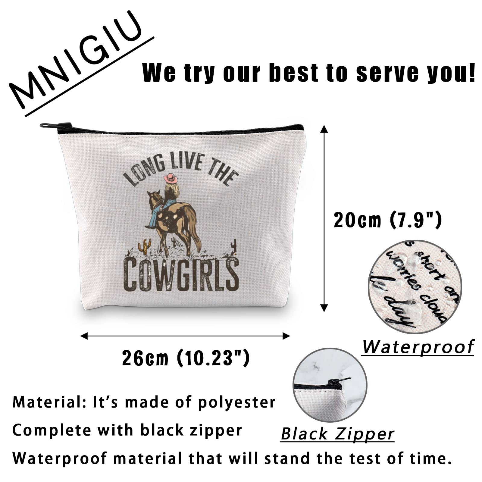 MNIGIU Western Cowgirl Cosmetic Bag - Wild West Party & Rodeo Gift, Country Music Lover Purse for Women - Perfect for Country Concerts, Rodeo Events & Western Themed Parties