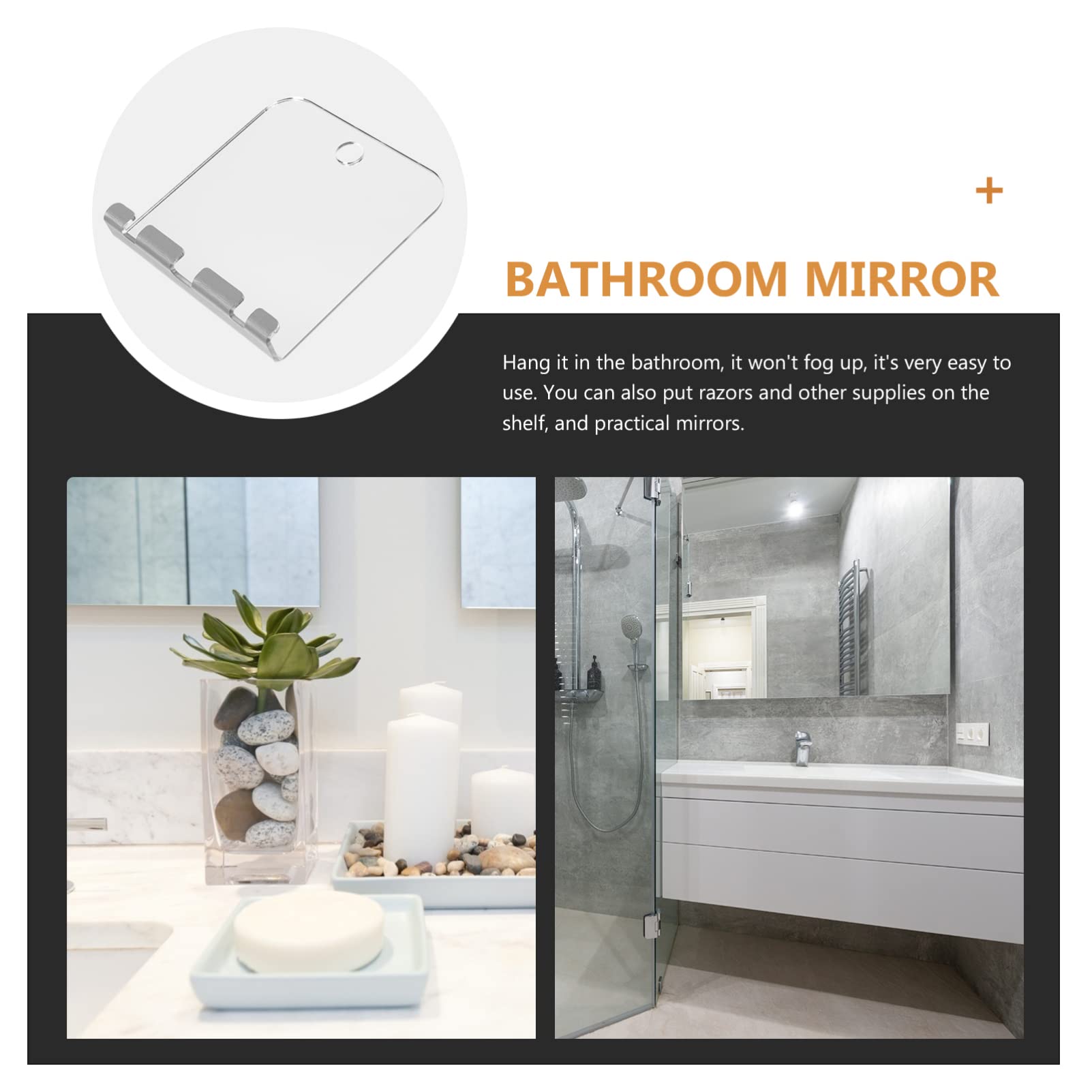 Fogless Shower Mirror Set - Square Acrylic Wall Mounted Mirror for Shaving & Makeup, Anti-Fog Bathroom Vanity Mirror with Suction Cups, Travel-Friendly Design - Perfect for Shaving, Grooming & Travel Use