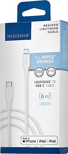Insignia 6ft Lightning to USB-C Cable - Fast Charging & Data Sync for iPhone, iPad - Moon Grey | Perfect for Home, Office & Travel