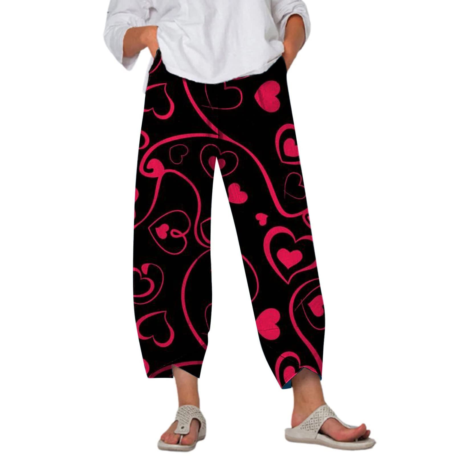Women's Summer Casual Loose Cotton Boho Pants - Elastic Waist Yoga Trousers with Pockets | Comfortable Harem Sweatpants for Lounge, Travel & Outdoor Activities