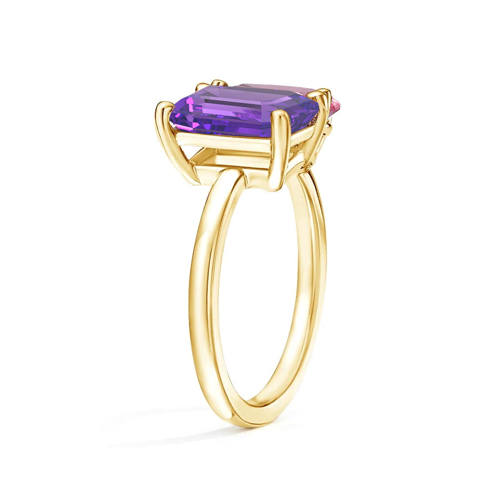 Personalized Toi et Moi Amethyst Birthstone Ring - Custom Anniversary Jewelry for Couples, Gift for Her, Romantic Proposal & Wedding Band