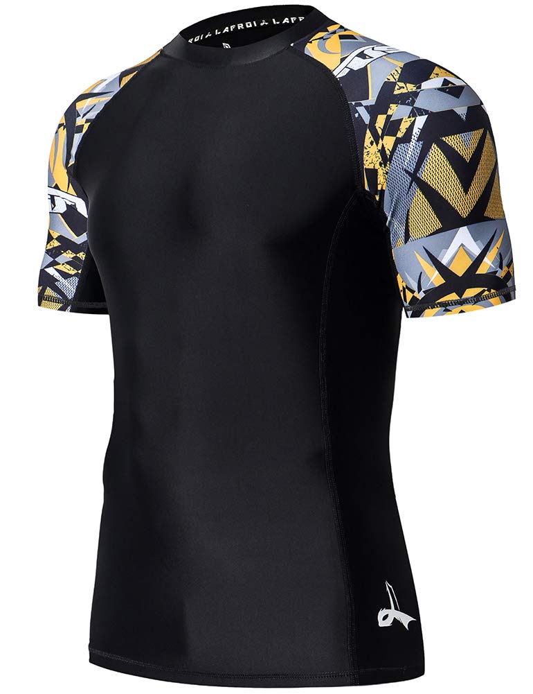 LAFROI Men's Short Sleeve UPF 50+ Compression Baselayer Shirt - Moisture Wicking Athletic Top for Running, Cycling & Outdoor Sports