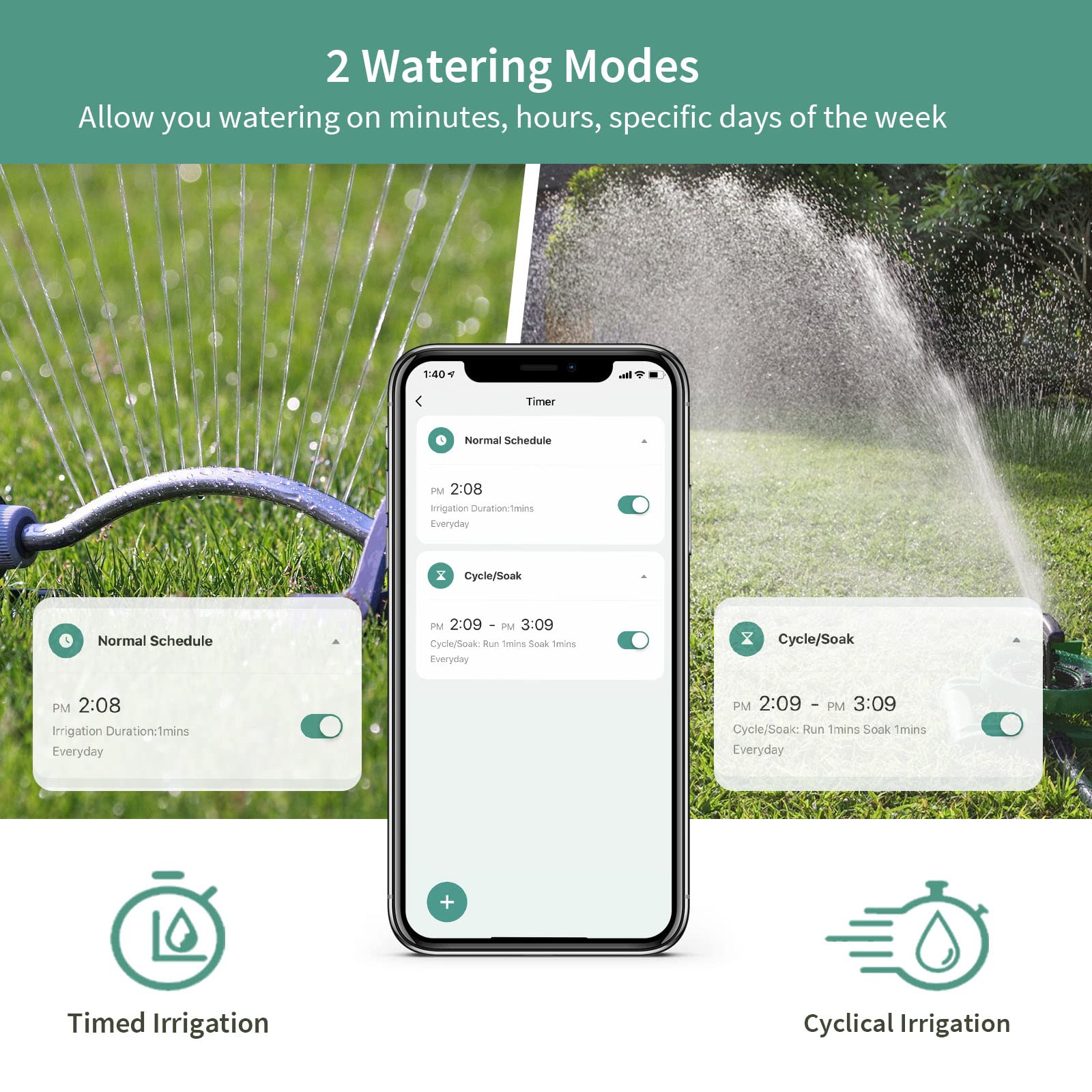 Diivoo Smart Bluetooth Water Timer for Garden Hose - Automatic Sprinkler Irrigation Timer with Custom Timing, Frequency & Rain Delay - 49.2ft Wireless Range - Perfect for Lawn, Garden, Pool & Outdoor Plant Watering System