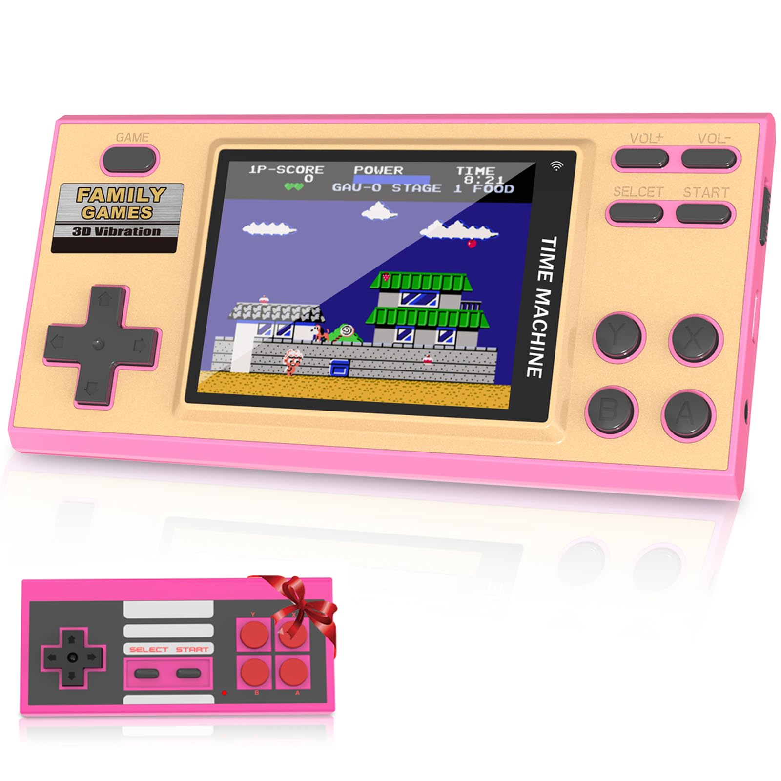 EASEGMER Handheld Game Console for Kids - Built-in 198 Classic Plug & Play Games, 3 Inch Portable Retro Video Game Player - Best Electronic Toy Gift for Boys & Girls Ages 4-12 (Pink) - Perfect for Travel, Road Trips, Birthday Presents & Indoor Entertainment