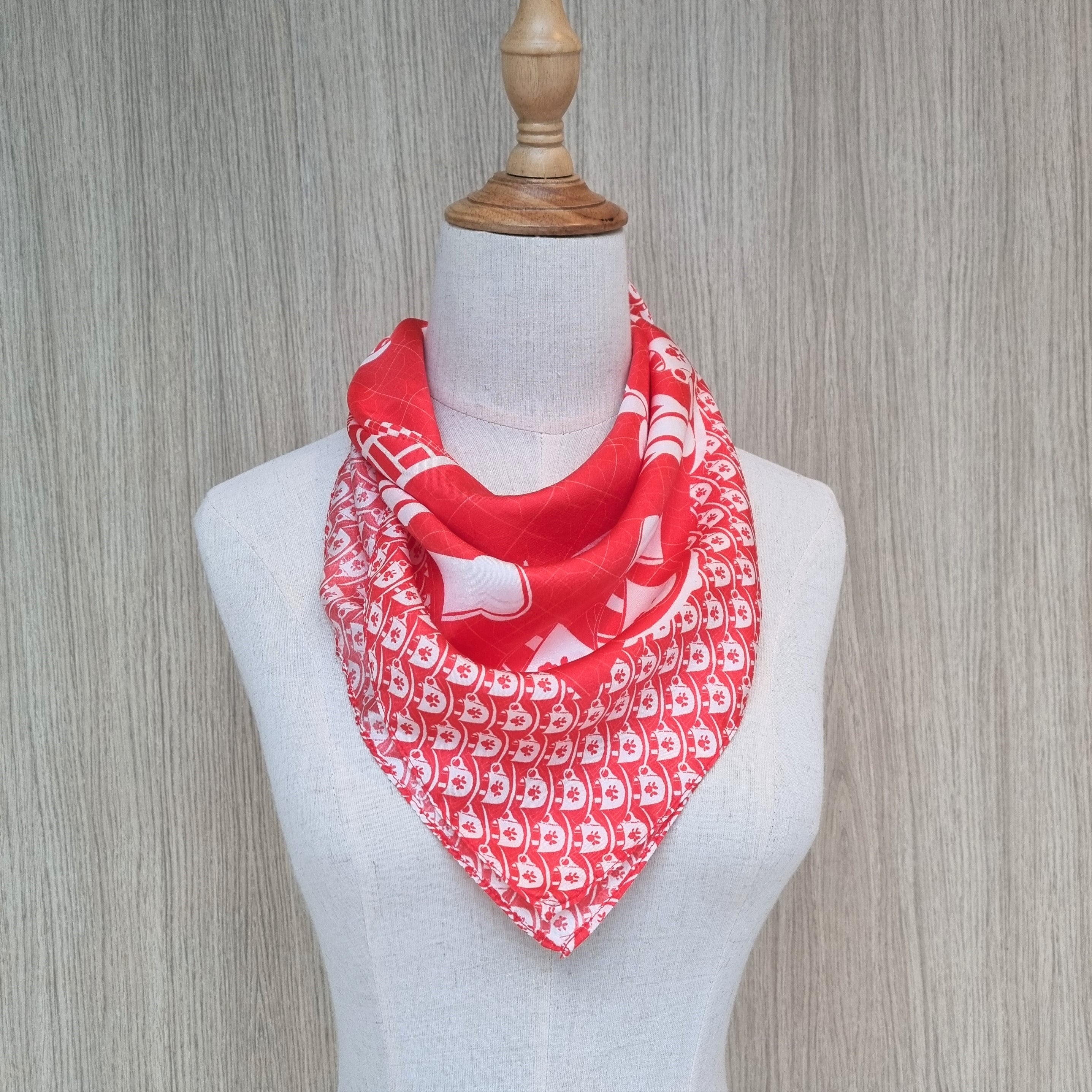 Kopi Tiam Small Silk Scarf - Elegant Lightweight Fashion Accessory for Women | Perfect for Office, Travel & Special Occasions