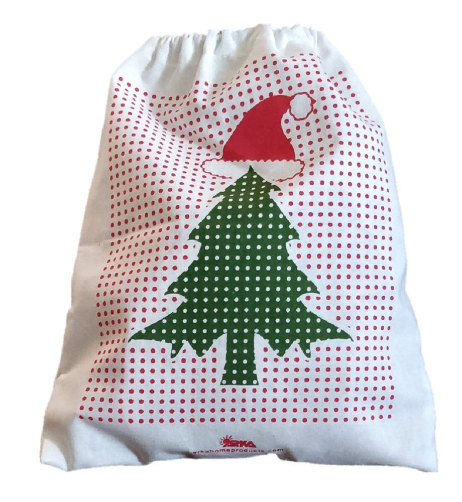 Arka Christmas Drawstring Gift Bags - Set of 3 Premium 100% Cotton Canvas Bags | Eco-Friendly Holiday Gift Packaging (10x12 Inches, Off-White) - Perfect for Christmas Presents, Party Favors & Stocking Stuffers