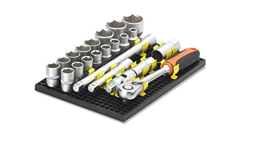 76-Piece Pegboard Tool Organizer Starter Kit - 4 Black Modular Peg Boards, 36 Socket Holders & 36 Universal Clips | Flexible Design for All Tools | Garage, Workshop & DIY Storage Solution