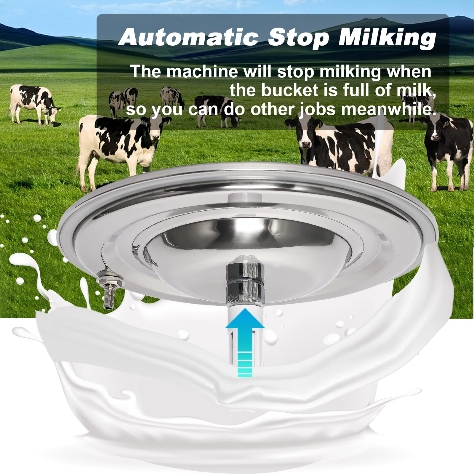 3L Electric Cow Milking Machine - Portable Adjustable Vacuum Pressure Pump Milker for Livestock | Ideal for Small Farms, Dairy Production & Animal Husbandry