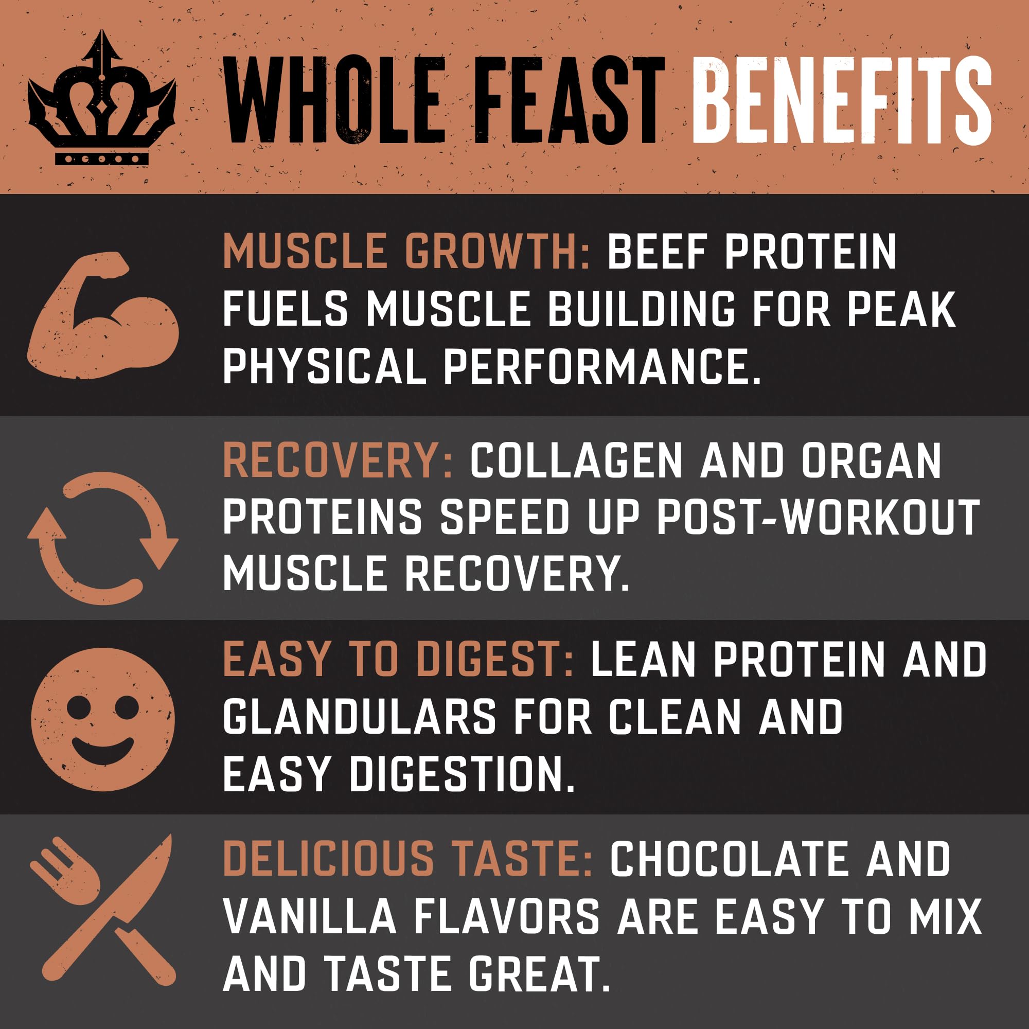 The Fittest Whole Feast Beef Protein Powder - Milk Chocolate Flavor | Nose to Tail Carnivore Blend with Liver, Colostrum & Bone | 21g Protein, 14g Collagen & BCAAs | Ideal for Post-Workout Recovery, Keto & Paleo Diets