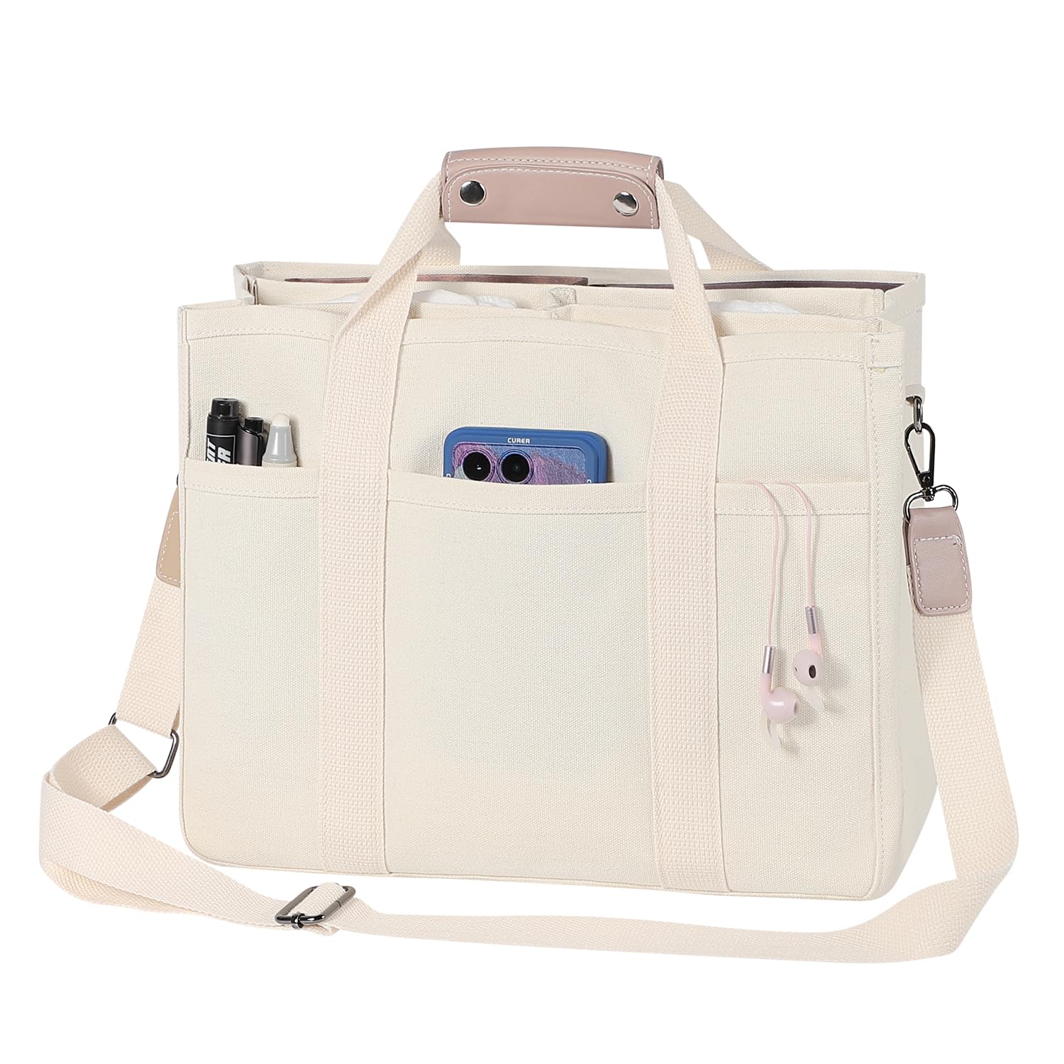 Stylish Canvas Tote Bag for Women - Multi-Pocket Crossbody Hobo Bag with Large Capacity | Perfect as Mom Bag, Work Tote & Everyday Shoulder Bag | Great for Shopping, Travel & Daily Essentials